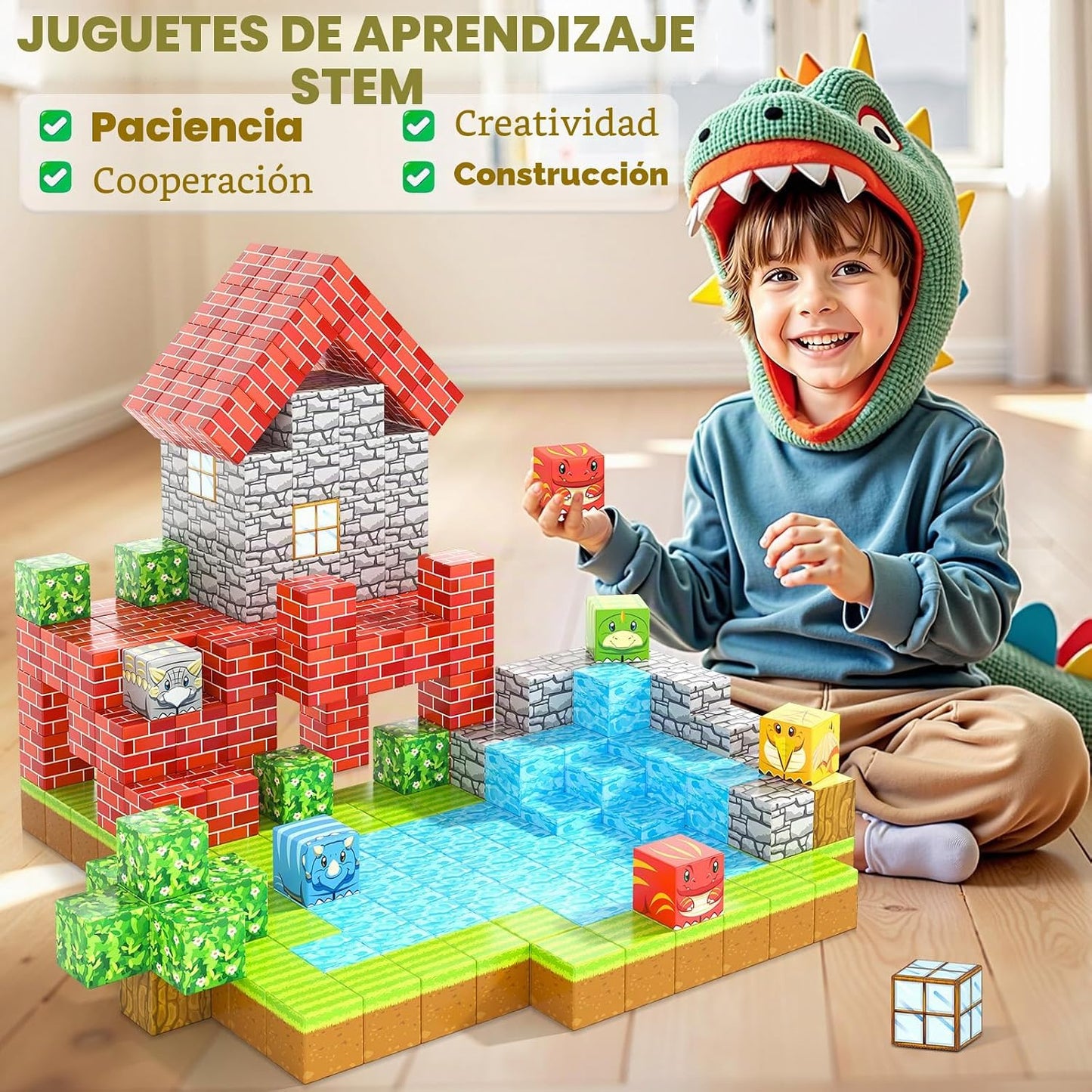 100 piezas de bloques magnéticos - Construye el mundo de la mina ma...