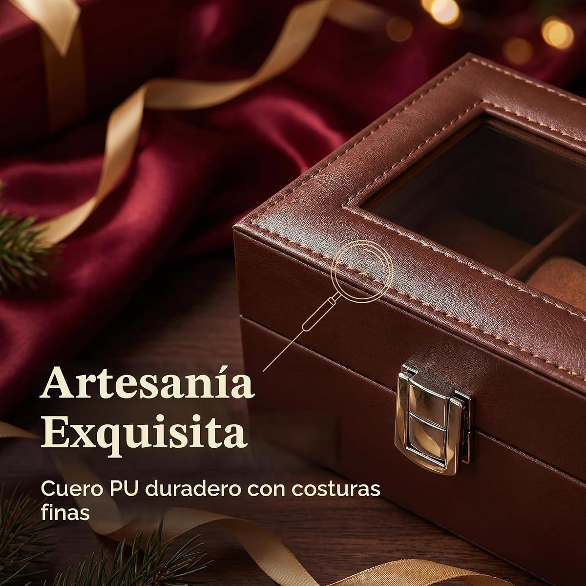 AMZGO® Caja de reloj para hombres, tapa de cristal de exhibición de...