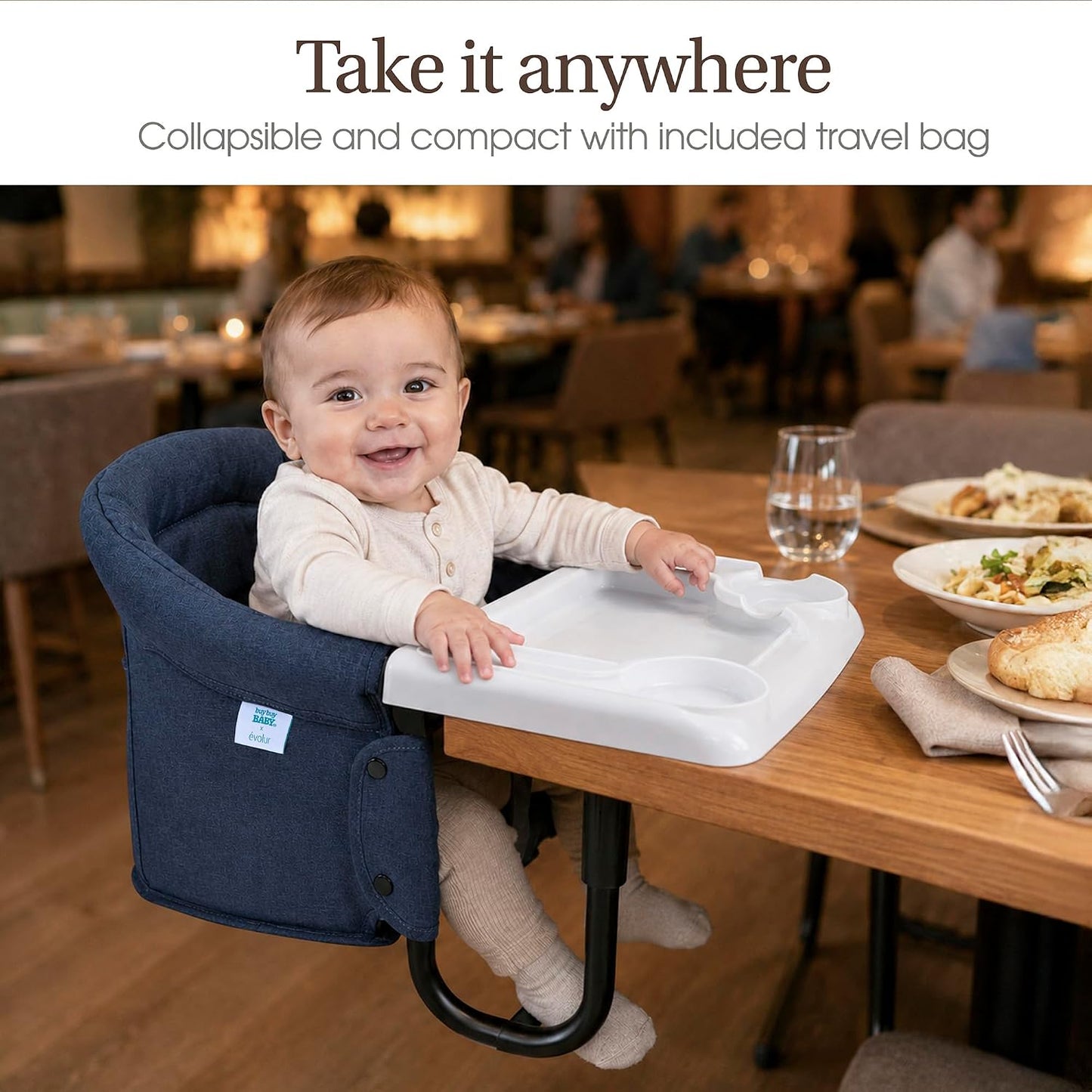 Evolur Silla alta para bebé de gancho, asiento de comedor portátil...