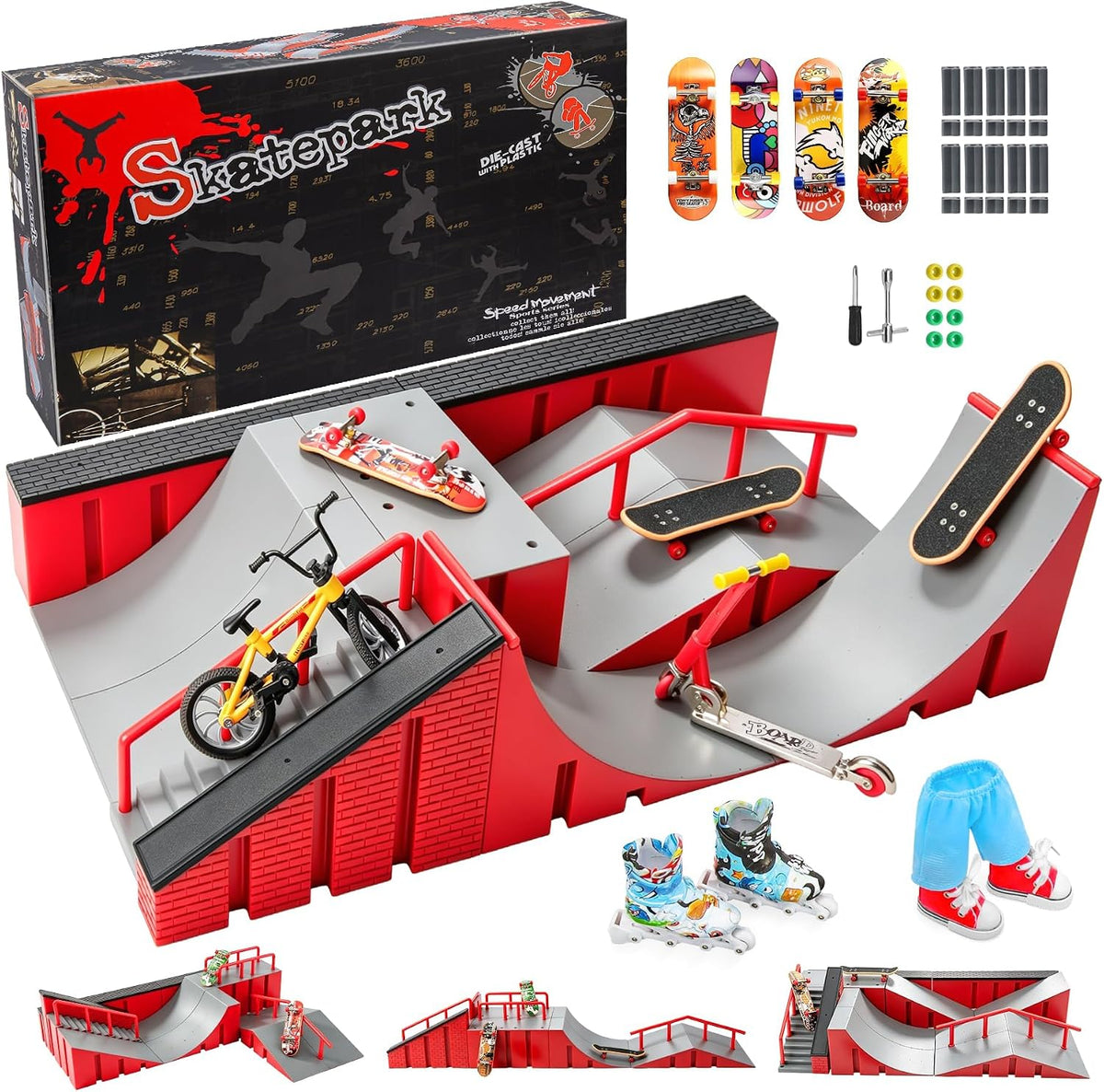 Hamino Kit de rampa de patinaje para patineta, juguetes de patineta...