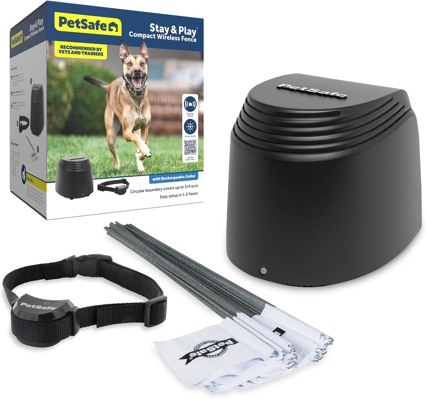 PetSafe Stay + Play Valla inalámbrica, cubre hasta 3\/4 de acre, pa...