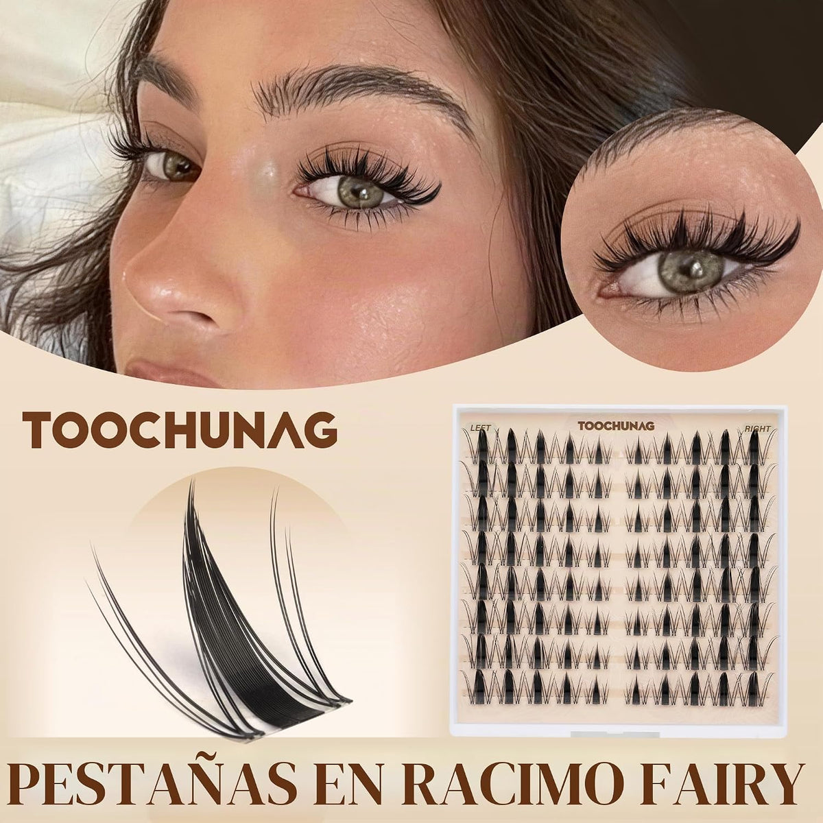TOOCHUNAG Manga, racimos de pestañas naturales de hadas, extensione...