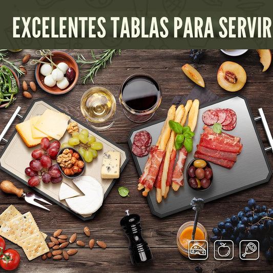 SNOWCLAD Tabla de cortar de acero inoxidable, juego de tablas de co...