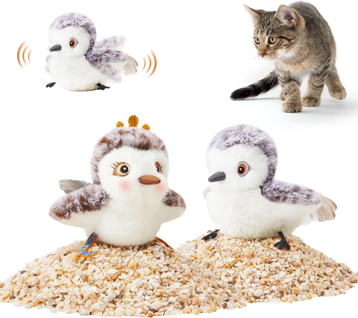 Potaroma Juguetes para gatos, 2 piezas, aleteando sandpiper Pair-Ma...