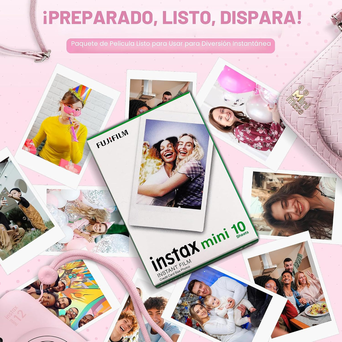 Fujifilm Cámara instantánea Instax Mini 12 color rosa flor + estuch...