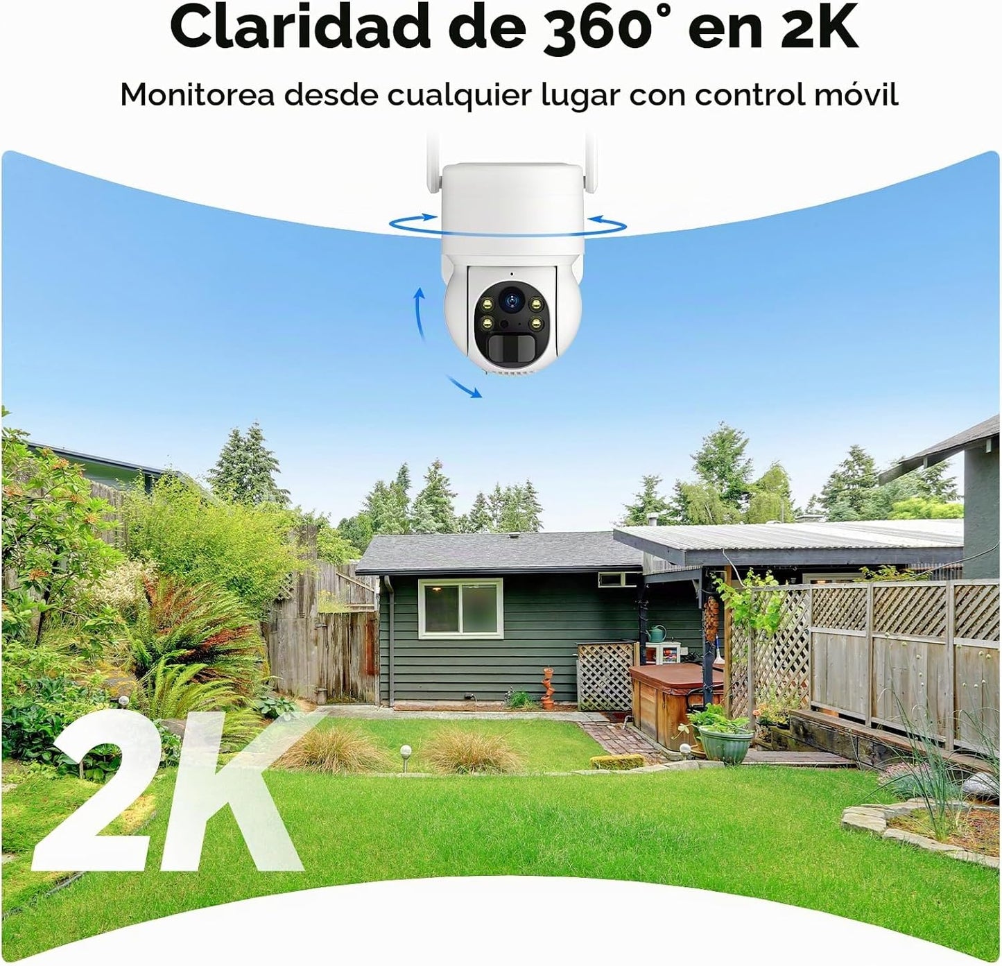 Oculview Cámara de seguridad solar 2K inalámbrica para exteriores,...