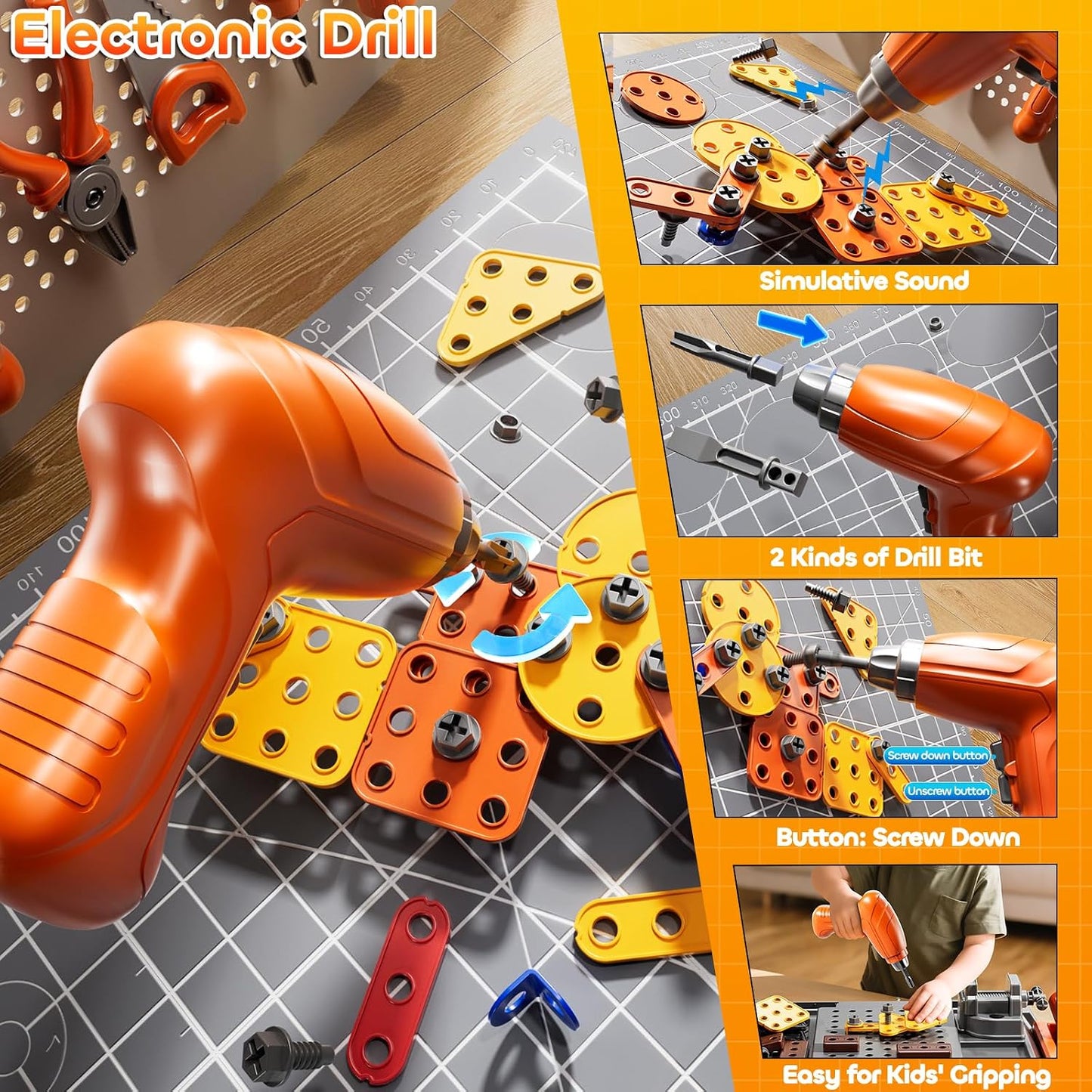 KIZONLY Juego de Juguetes de Herramientas para Niños con Sonido de...