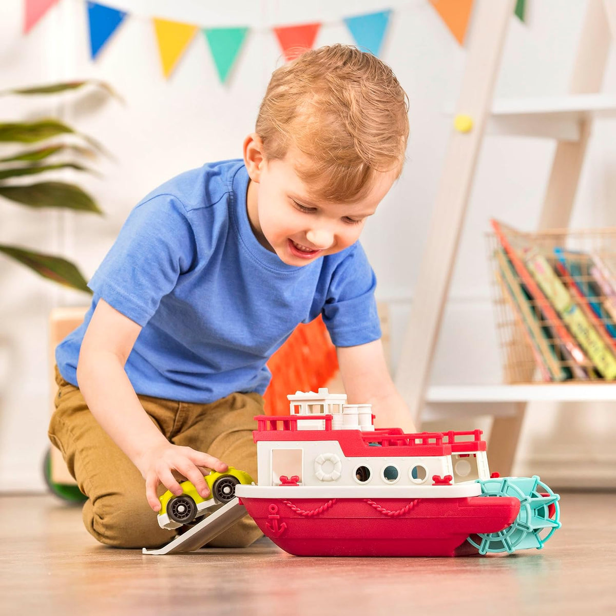 Battat Wonder Wheels - Barco de juguete de baño con 2 coches, juego...