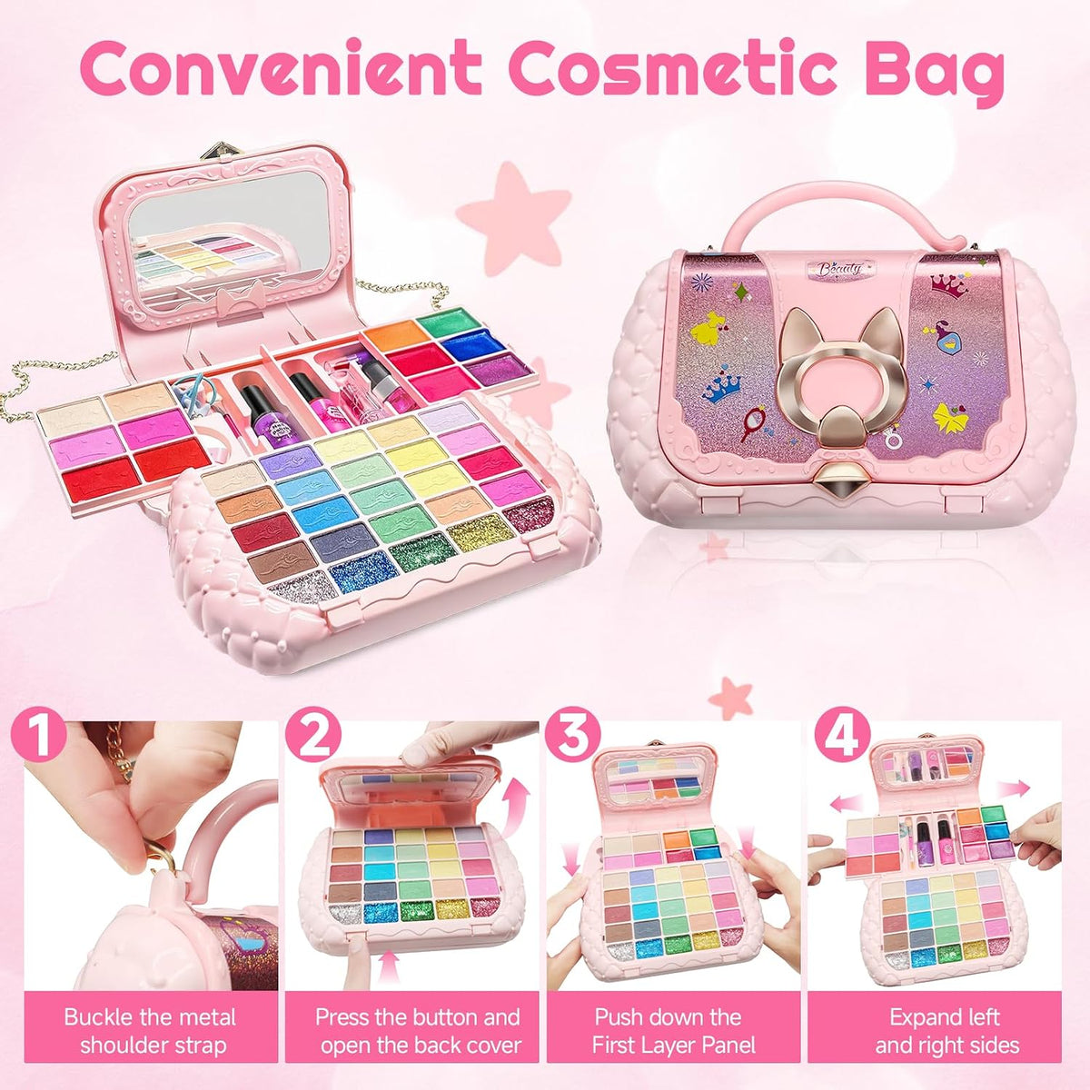 Kit de maquillaje infantil para niñas, juegos de maquillaje lavable...