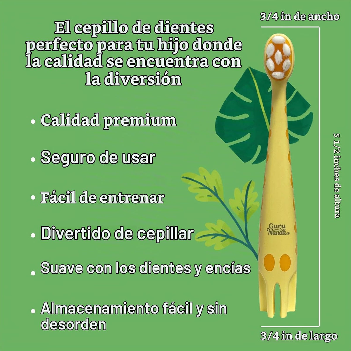 GuruNanda Cepillo de dientes de jirafa con raspador de lengua y cub...