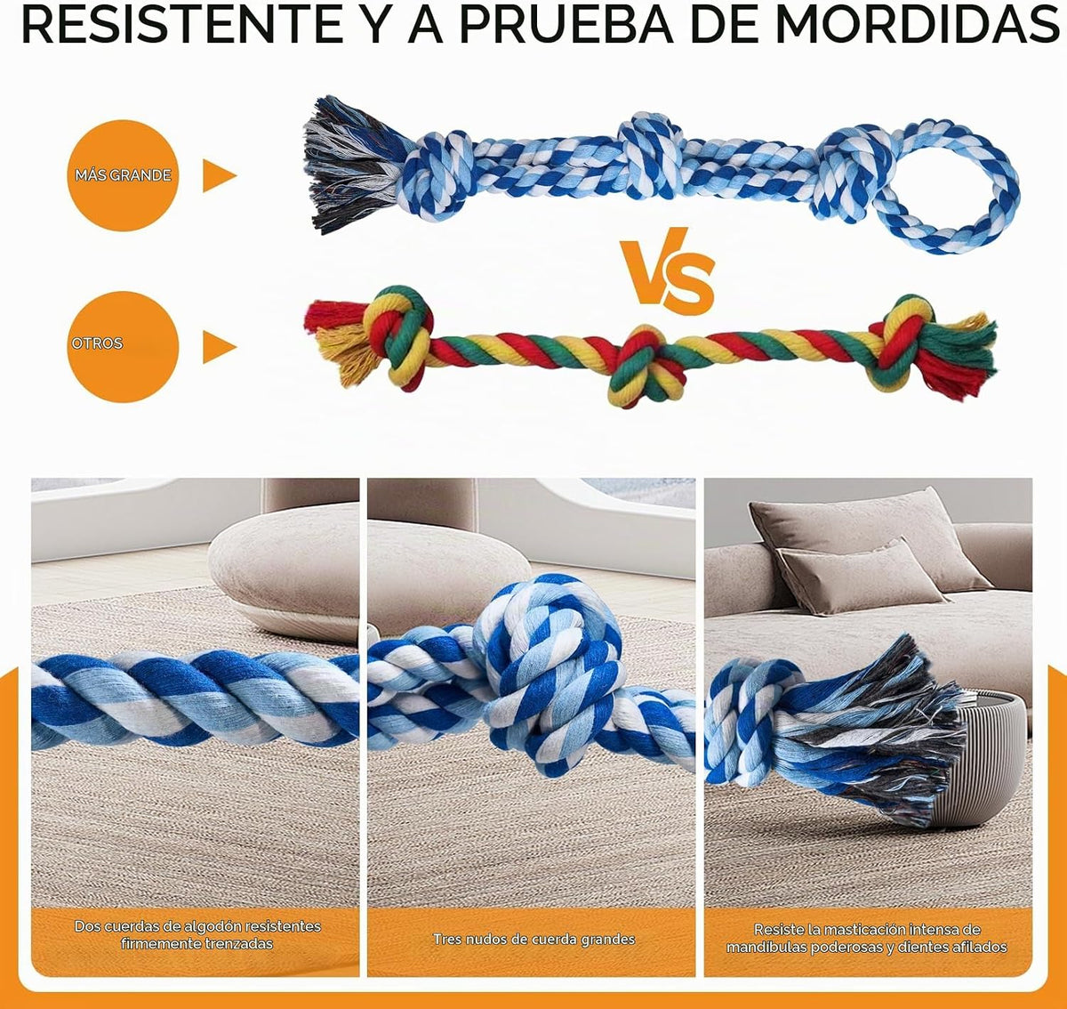 TLAZZ Paquete de 2 juguetes de cuerda para perros para razas median...