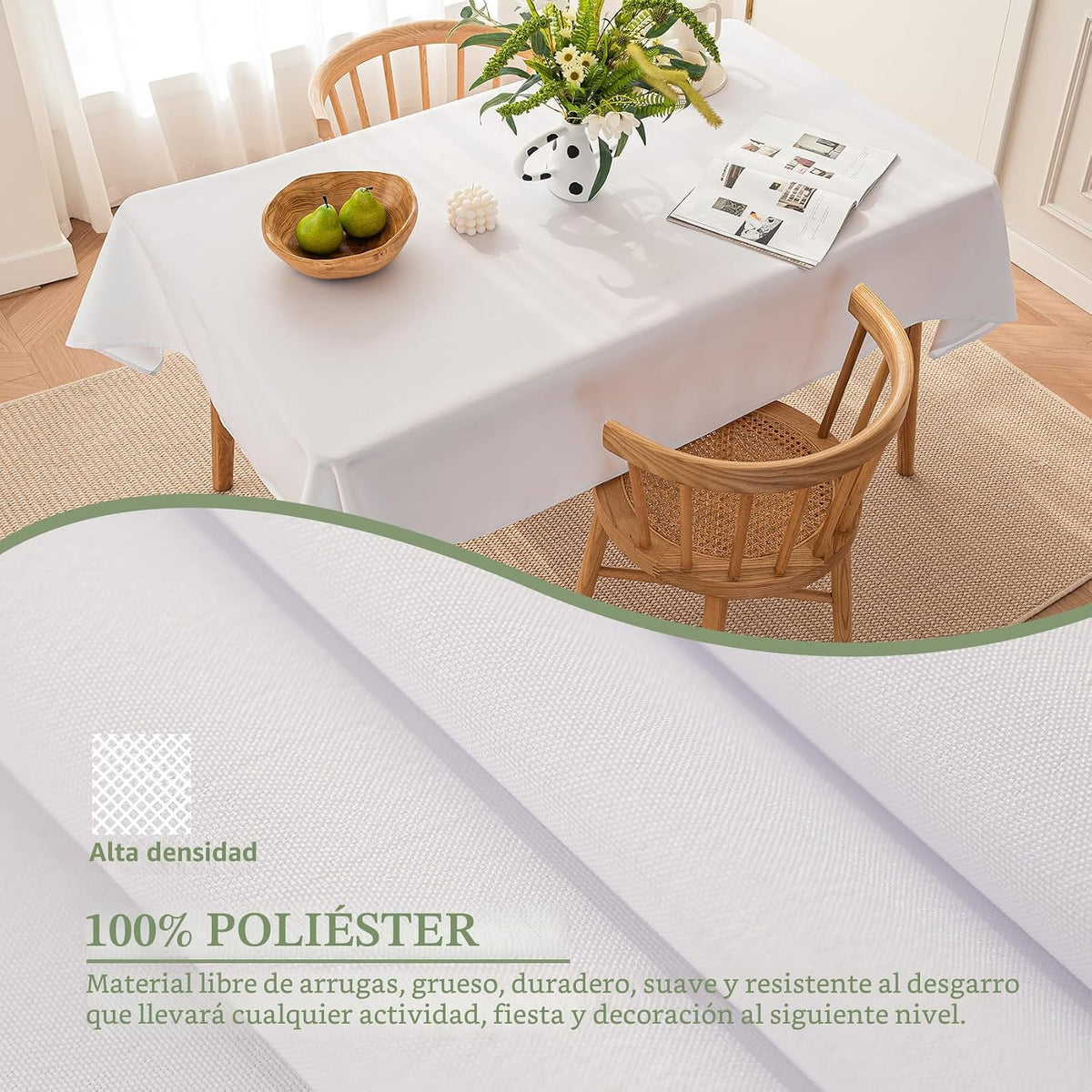 BYDOLL Mantel blanco de 60 x 84 pulgadas para mesas rectangulares d...