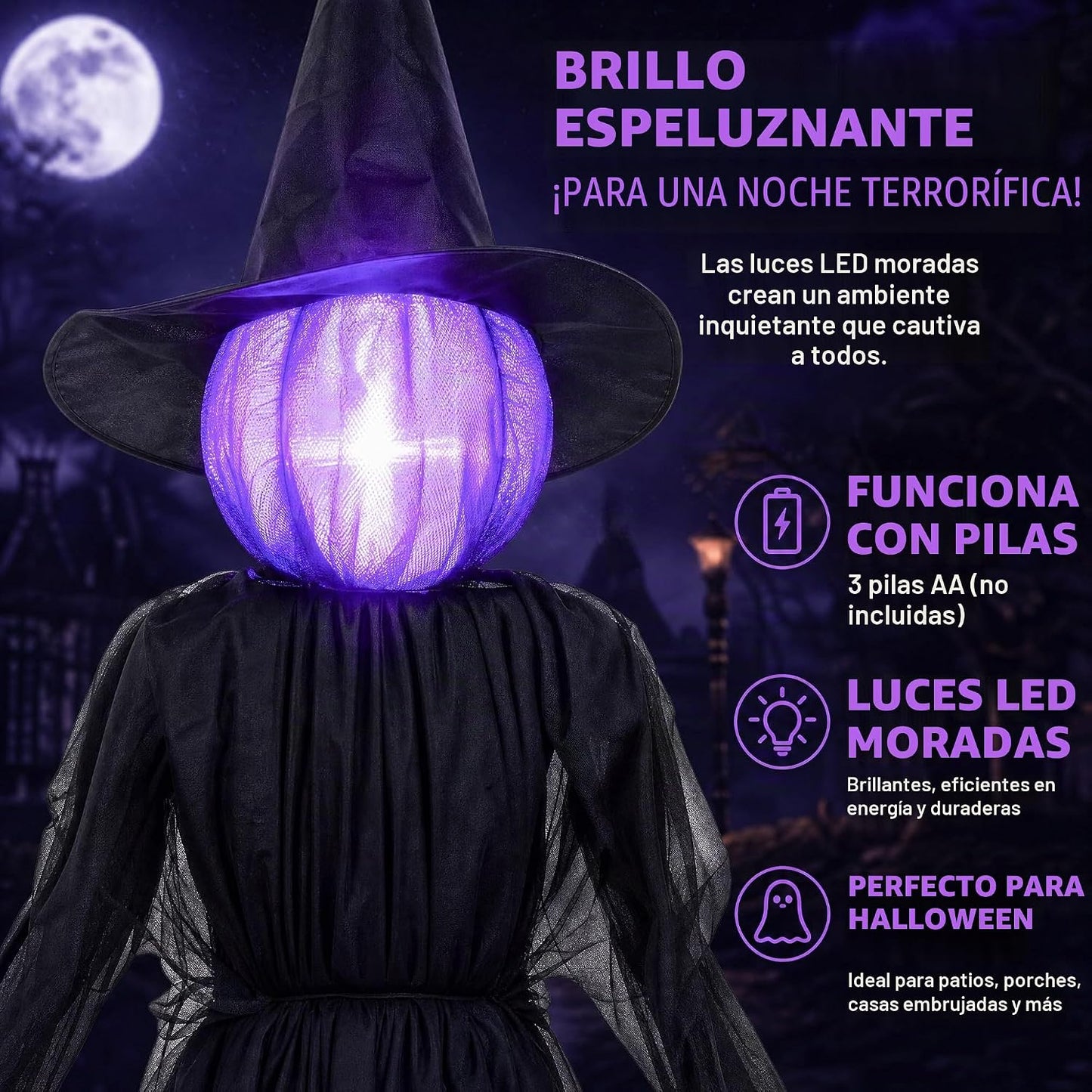 Dazzle Bright Decoración de bruja de Halloween para exteriores, jue...