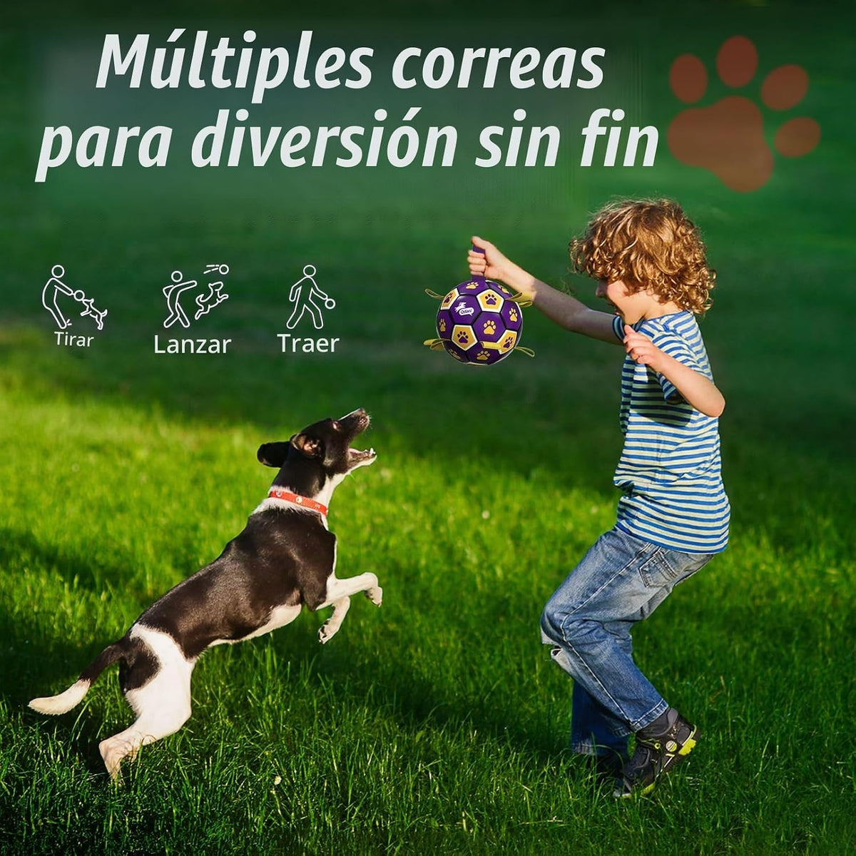 QDAN Juguetes de cuerdas para perros, pelota de fútbol con correas,...