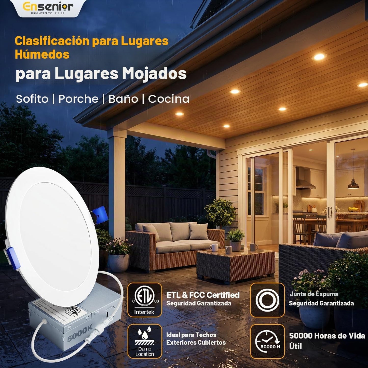 Ensenior Paquete de 12 Luces LED Empotradas de 6 Pulgadas, Regulabl...