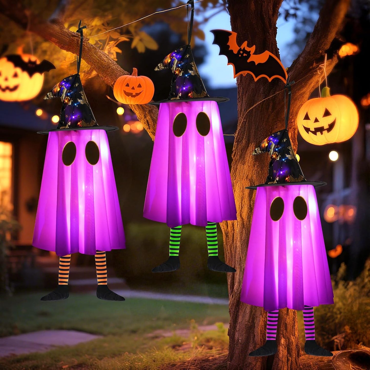 Luces 3P de fantasmas colgantes para decoración de Halloween al air...