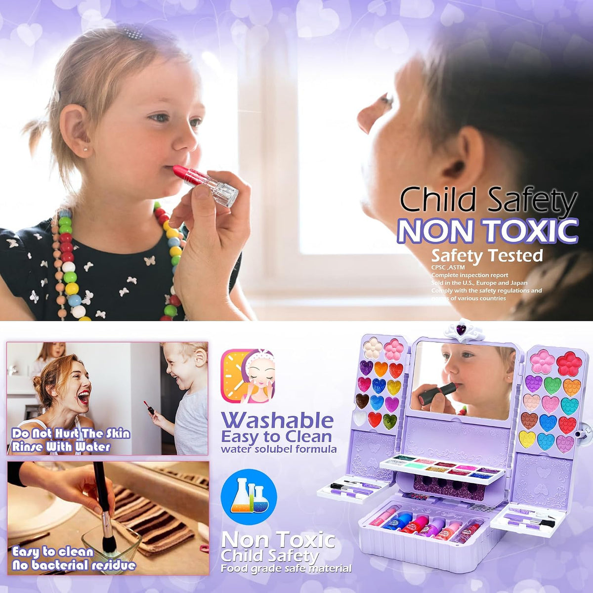 Kit de maquillaje para niñas \u2013 Maquillaje lavable con espejo,...