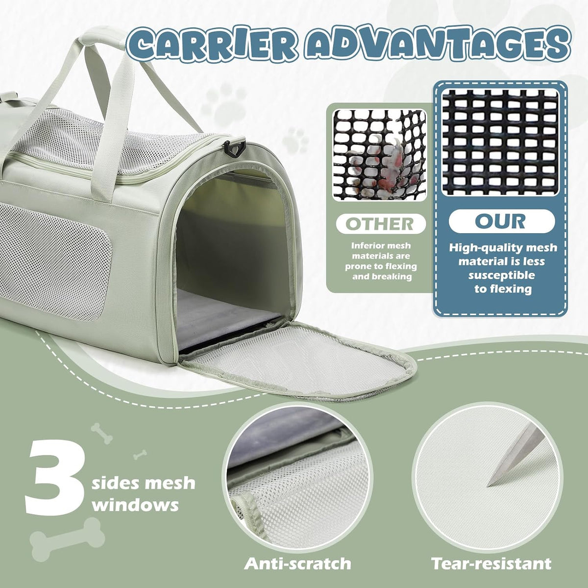 WEPLAN Estuche de transporte extragrande para gatos y perros, bolsa...