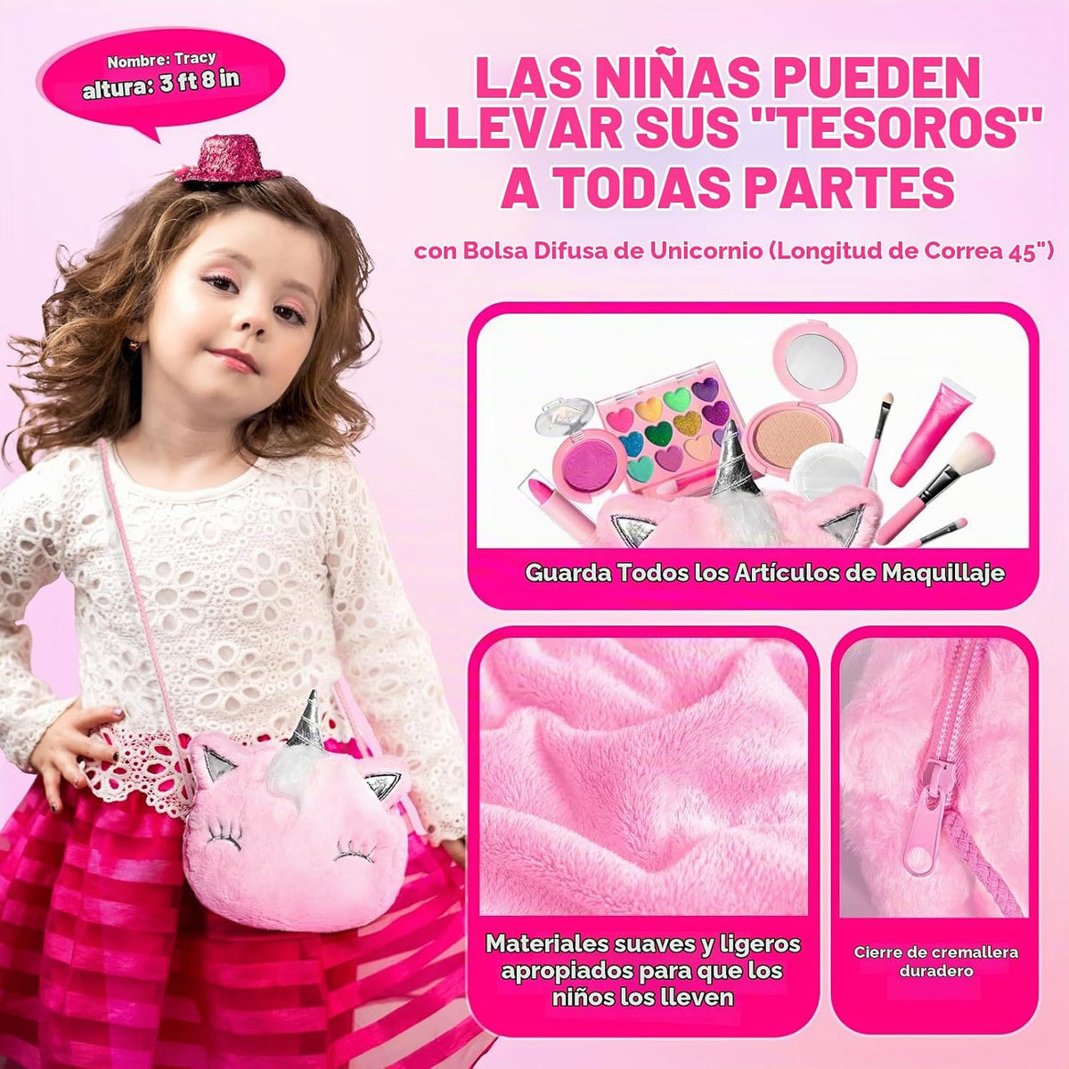 ULOVEME Kit de Maquillaje Real para Niñas con Bolso Esponjoso - Rea...