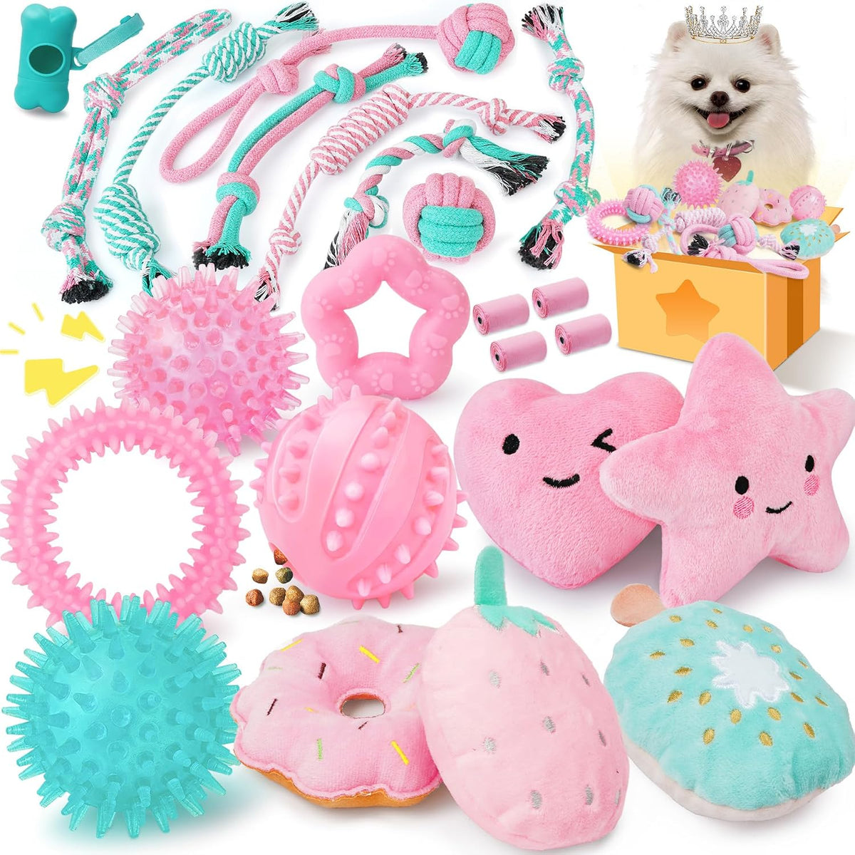 XIUGOAL Juguetes rosados para cachorros para aburrimiento, paquete...