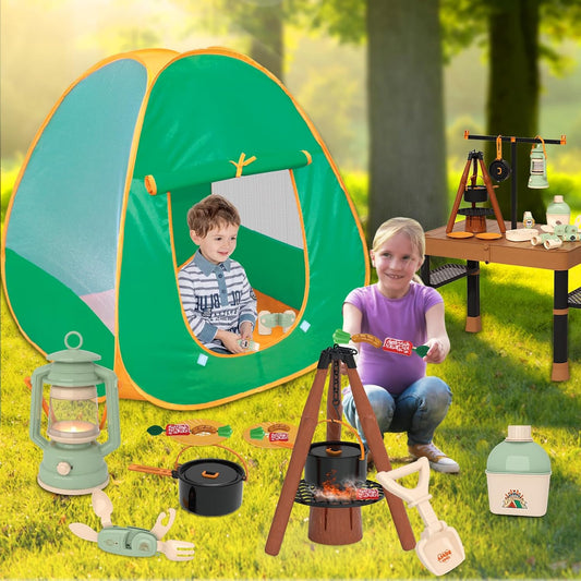 Fistone - Juego de acampada para niños de 50 piezas con mesa plegab...