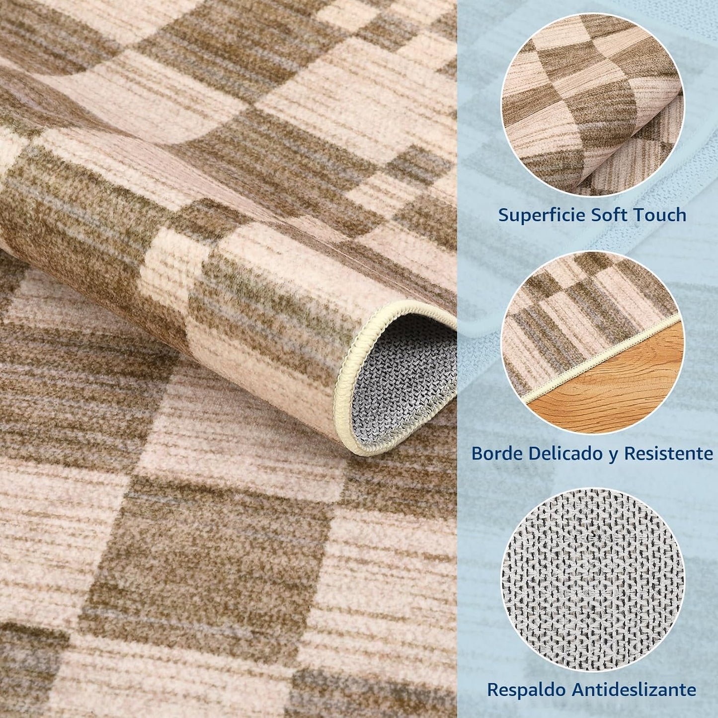 GarveeHome - Alfombra geométrica lavable de 8 x 10 pies, color marr...