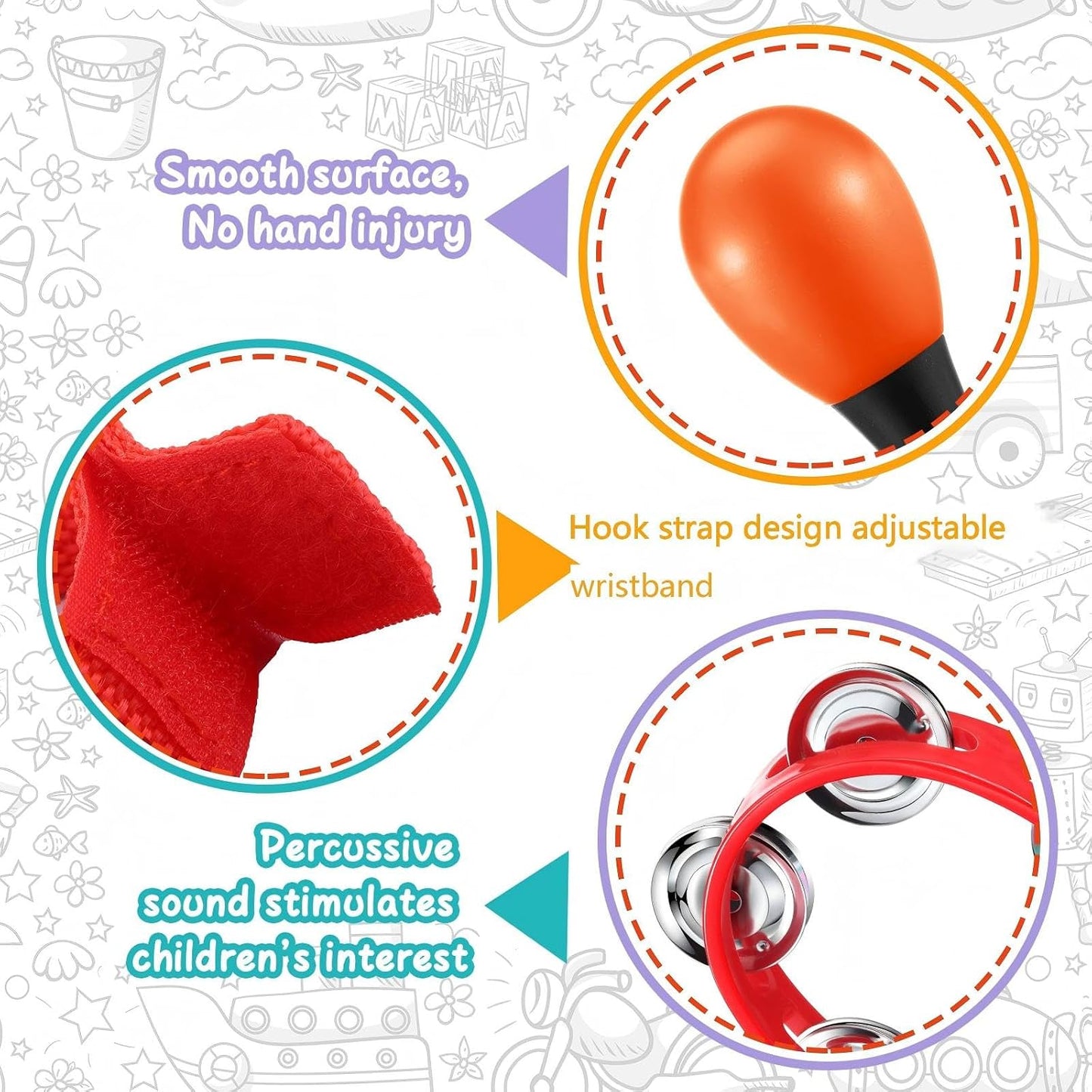 Silipull Juego de 36 piezas de instrumentos musicales Shaker para n...