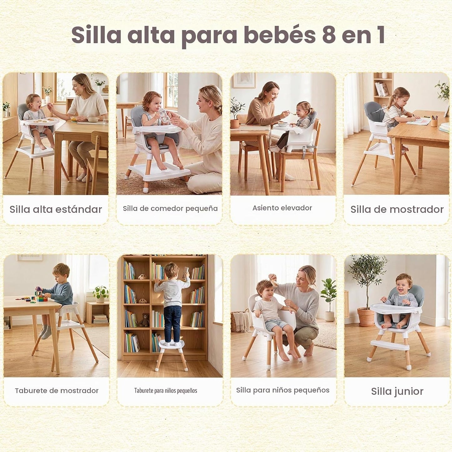 INFANS Silla alta 8 en 1 para bebé, convertible a asiento elevador,...