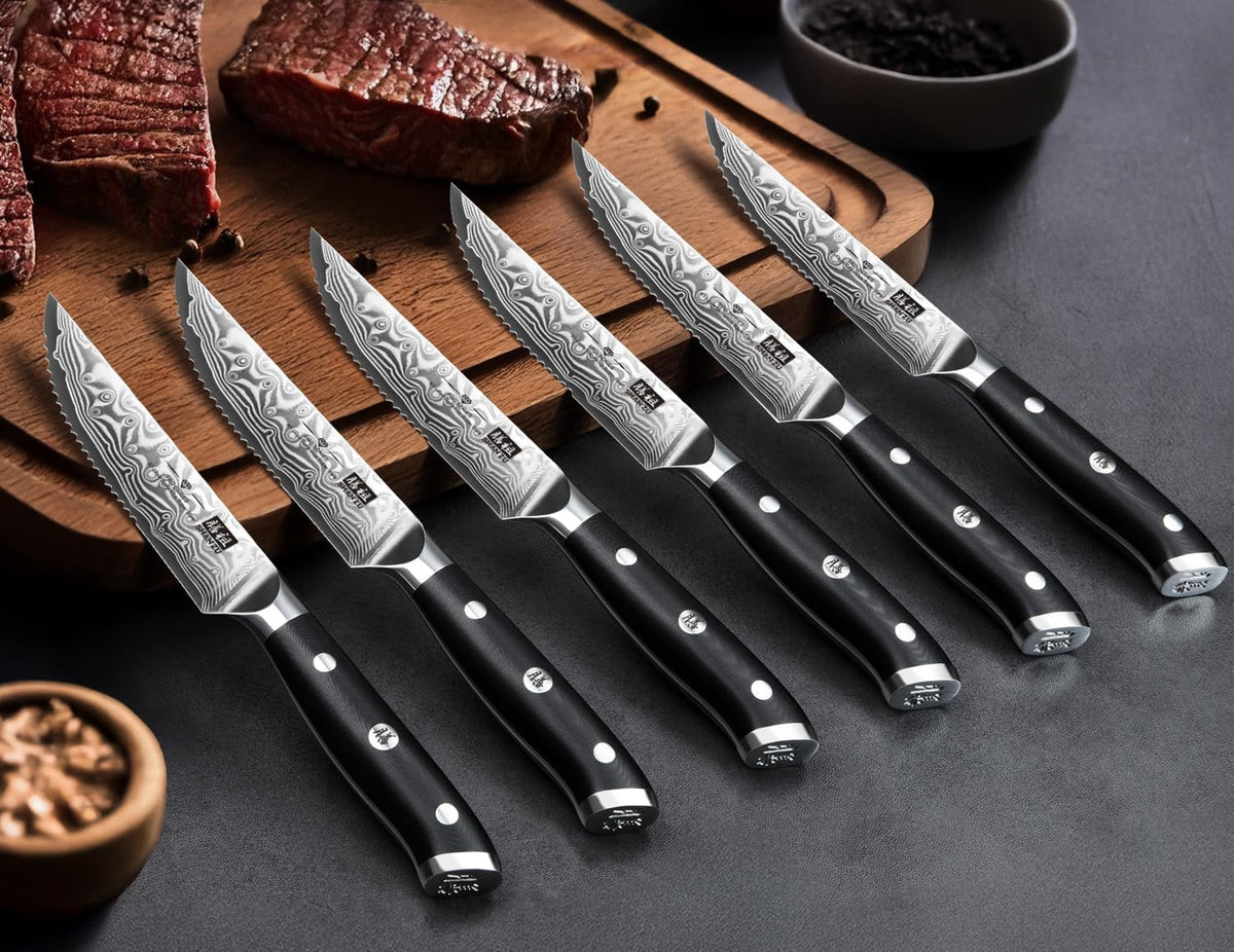 Juego de 7 cuchillos para carne SHAN ZU, juego de cuchillos para ca...