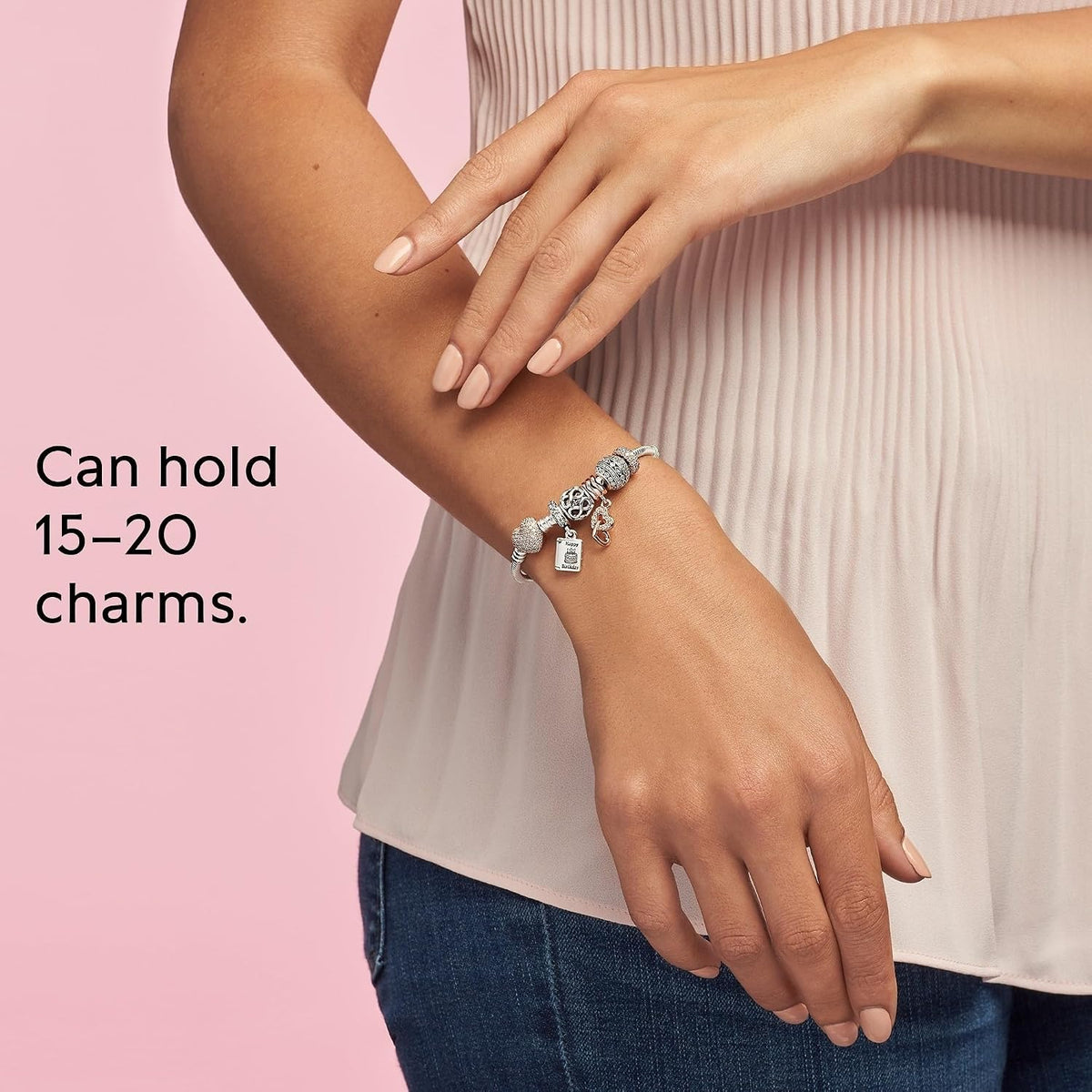 Pulsera de cadena de serpiente con cierre de corazón brillante de P...