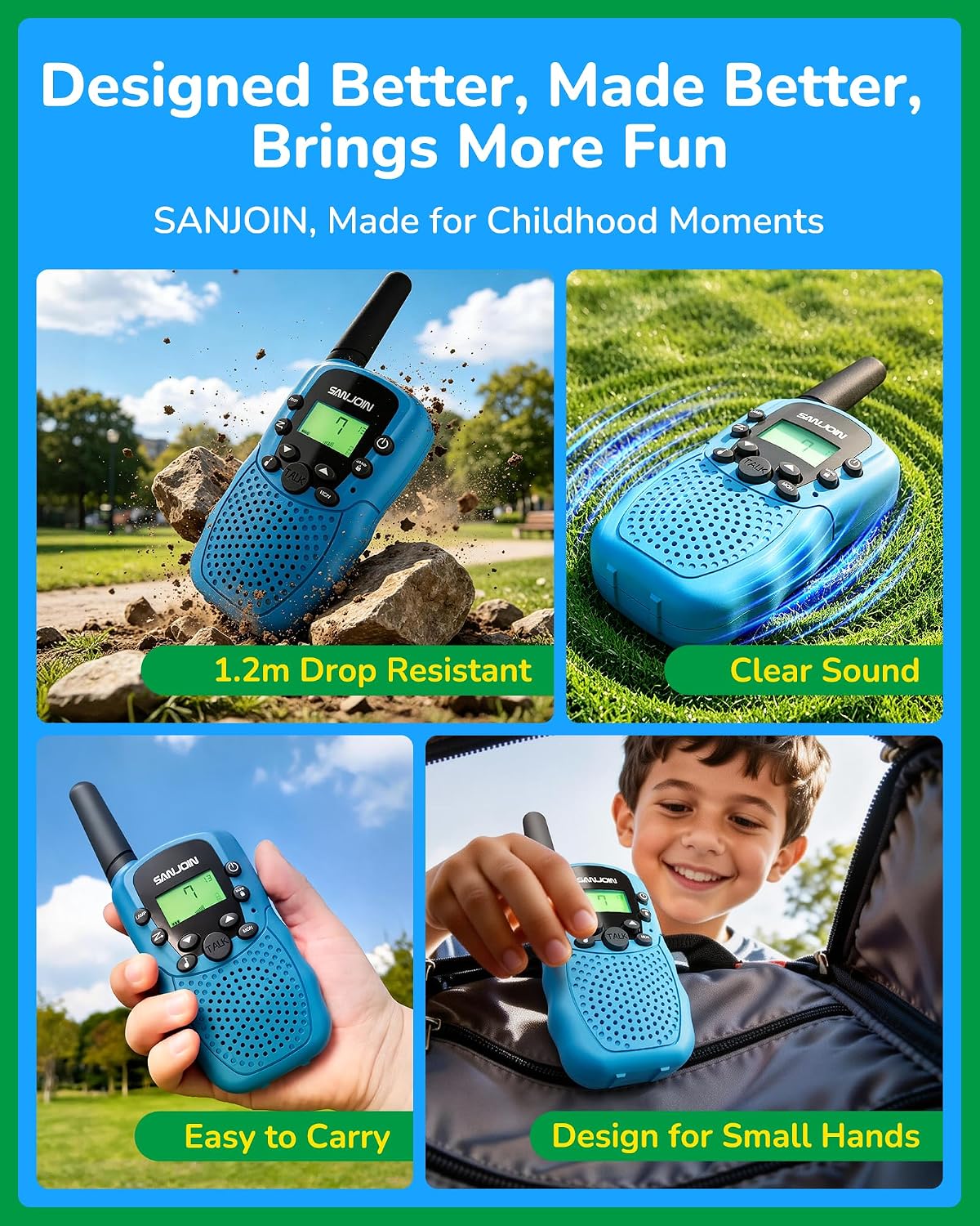 Walkie Talkies para Niños Recargables, 2000 mAh Duración de 3-4 Día...