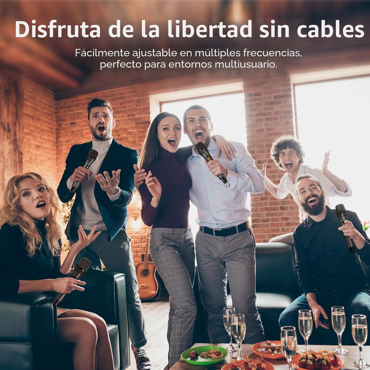 TONOR Sistema de Micrófonos Inalámbricos con 4x10 Canales, Micrófon...