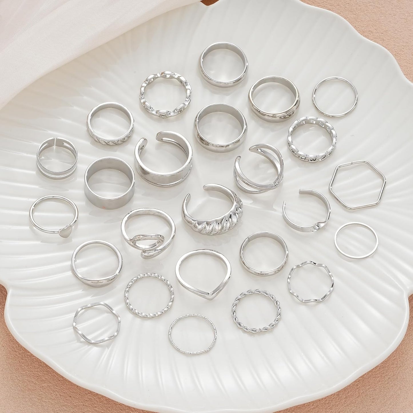 YEEZII Juego de 25 anillos dorados para nudillos para mujer, lindos...
