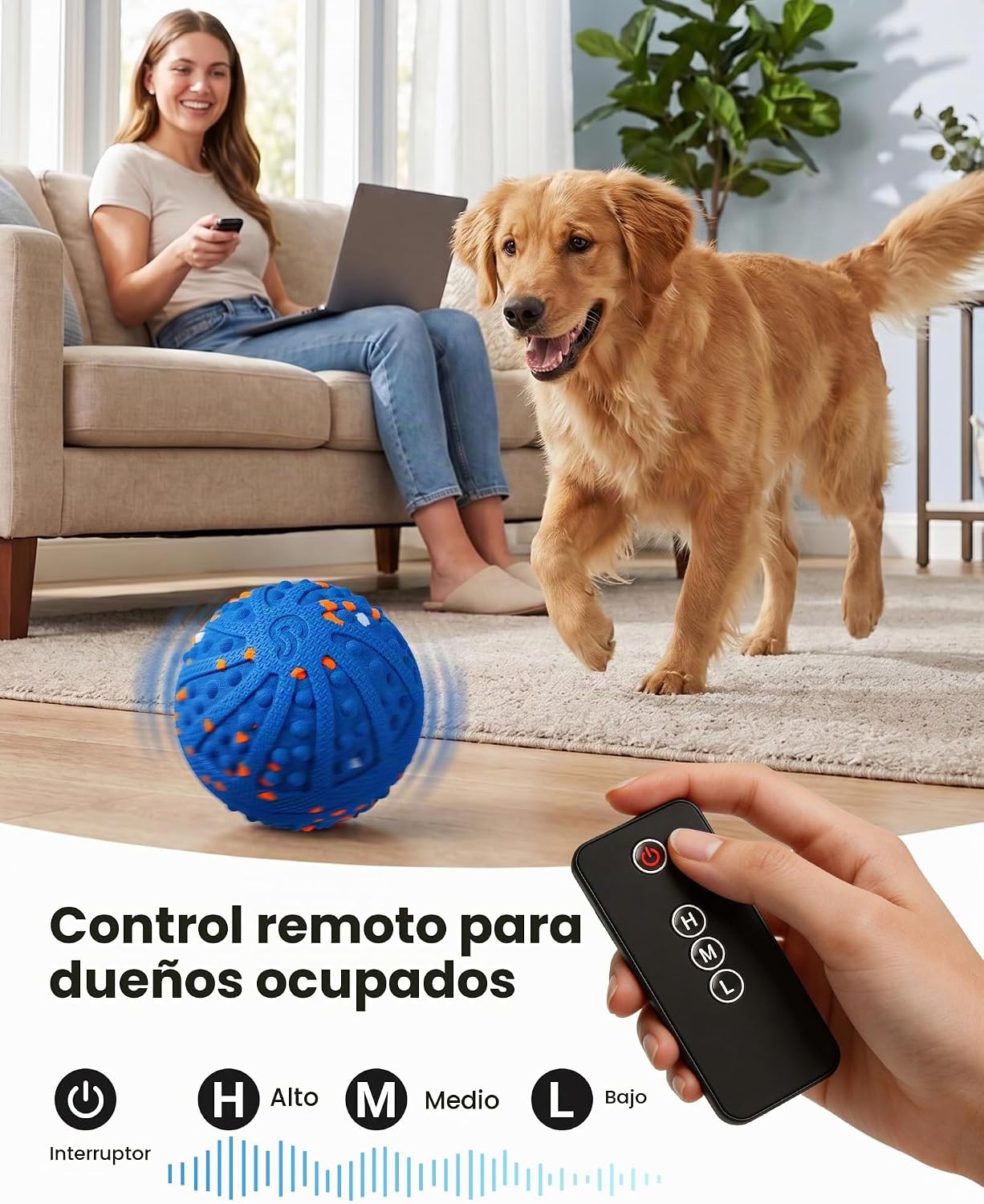 Juguetes interactivos para perros, juguete automático de bola rodan...