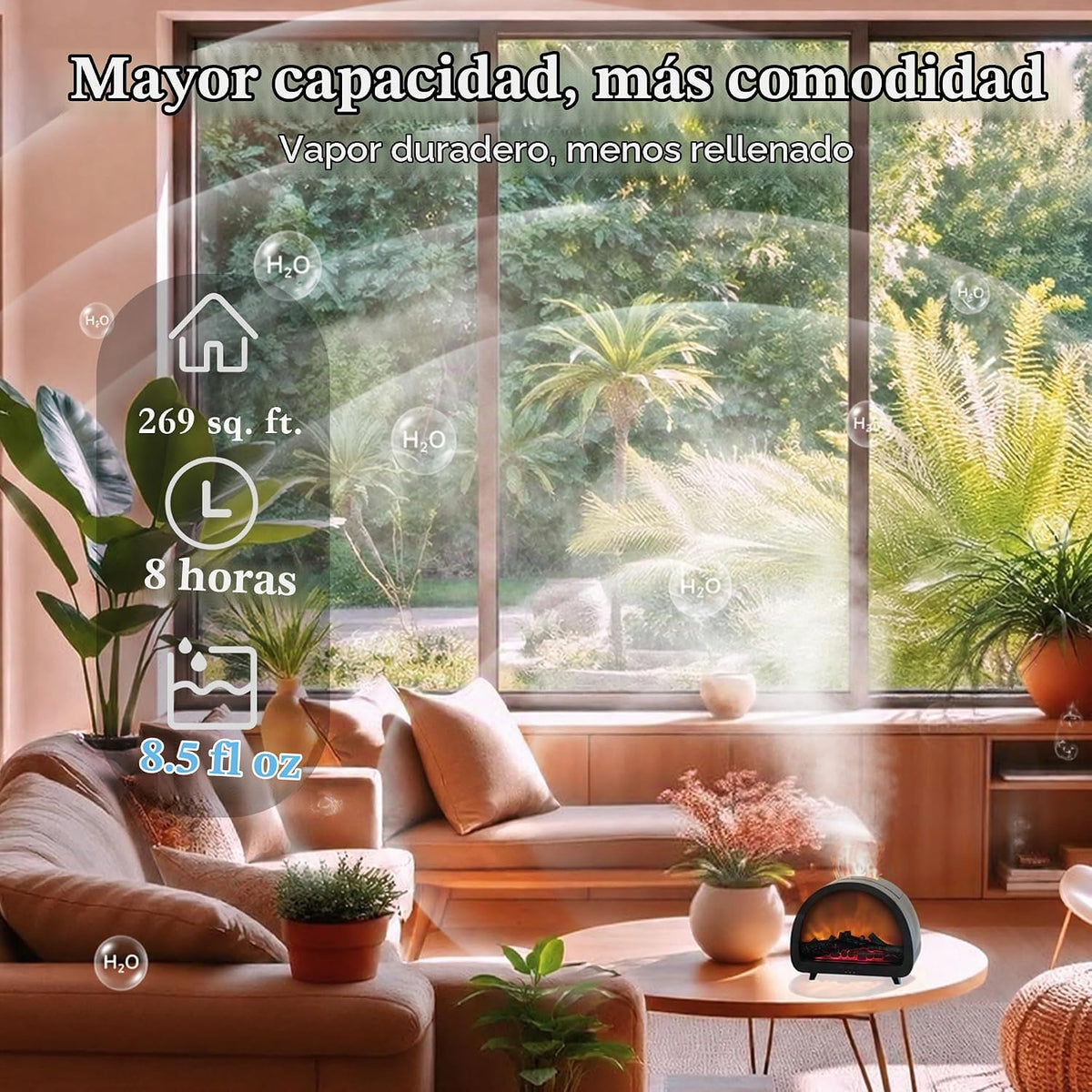 Difusor de aceite esencial para chimenea, 12 colores de llama, humi...