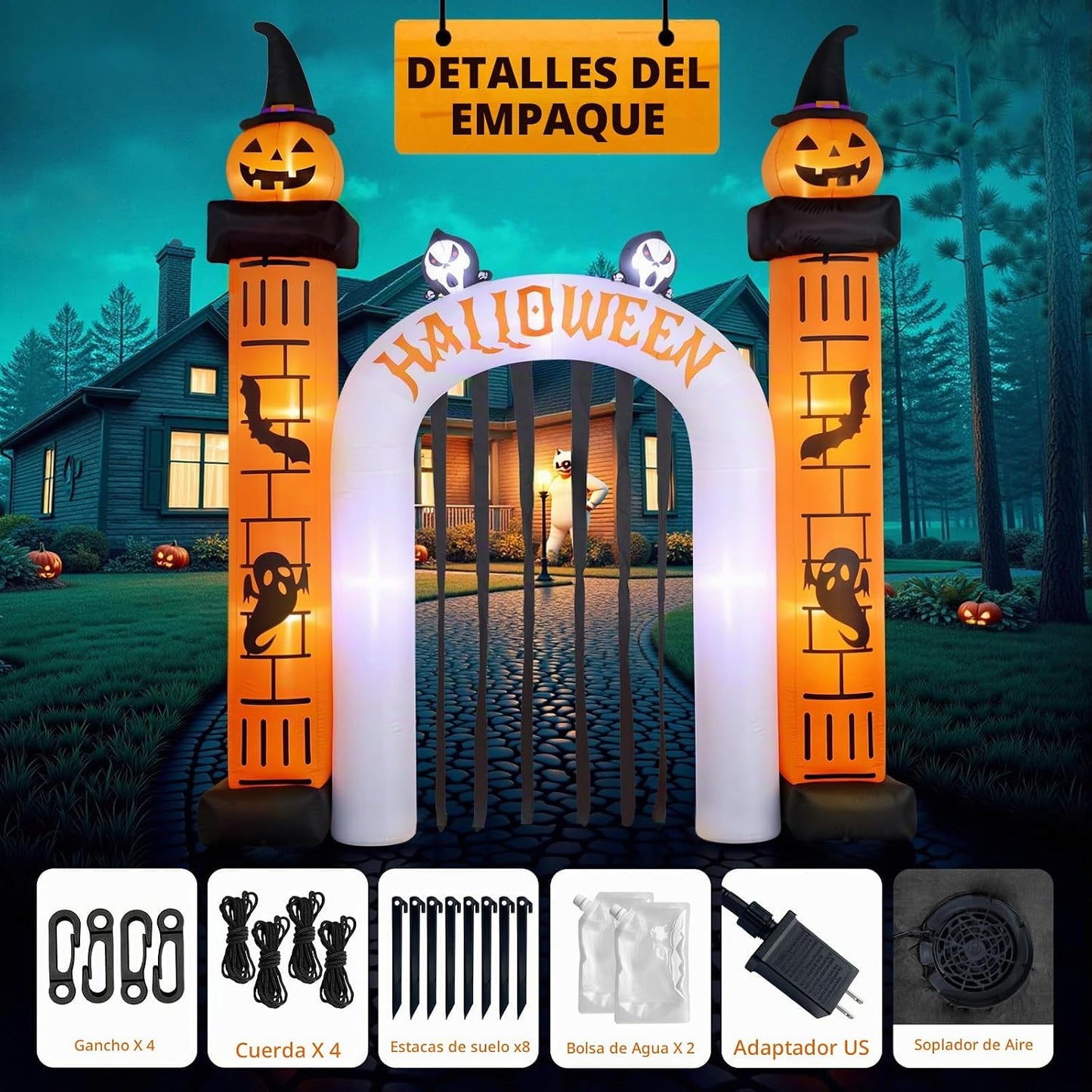 Arco inflable gigante de Halloween de 11 pies de alto x 10 pies de...