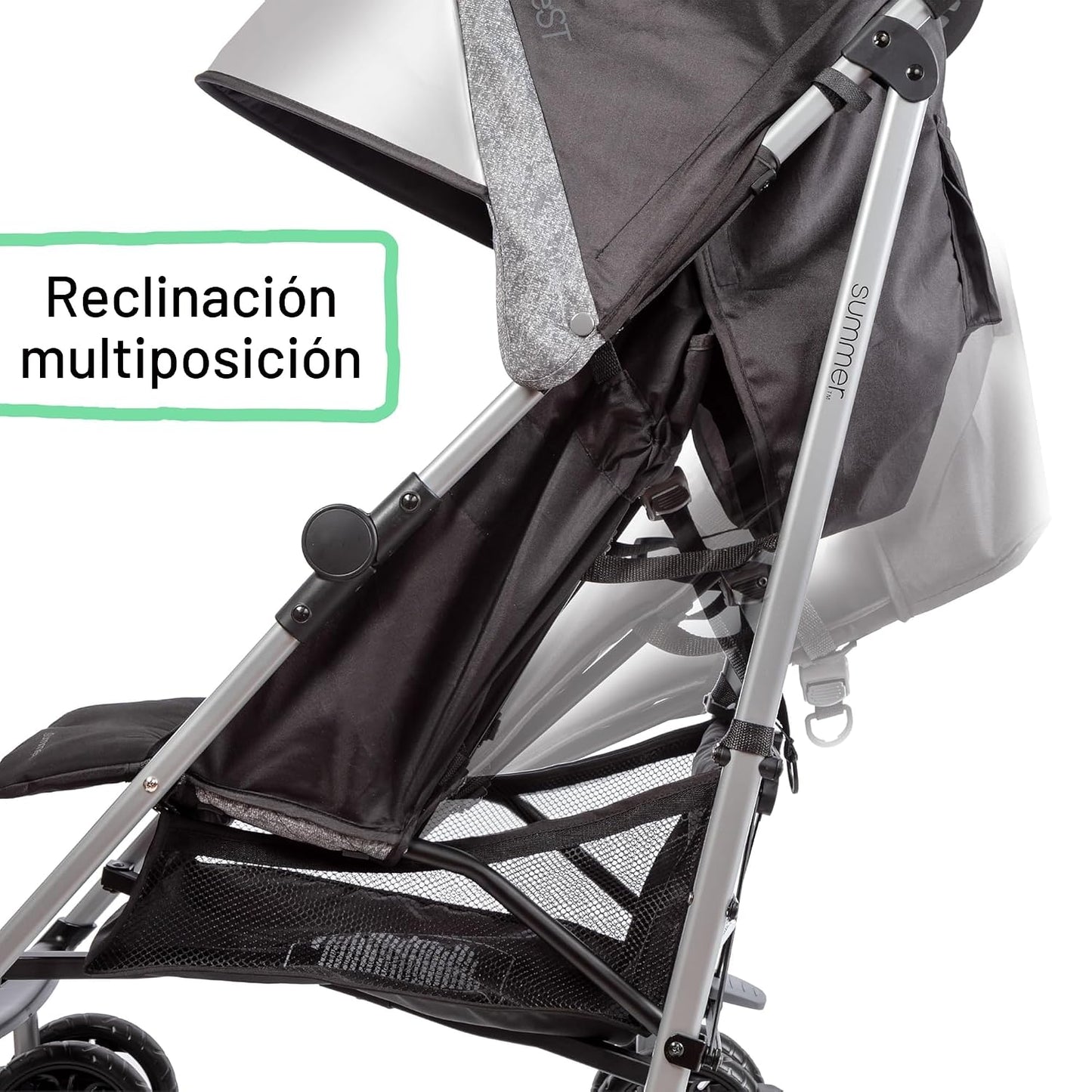 3Dlite ST Convenience Cochecito, negro y gris, cochecito ligero con...
