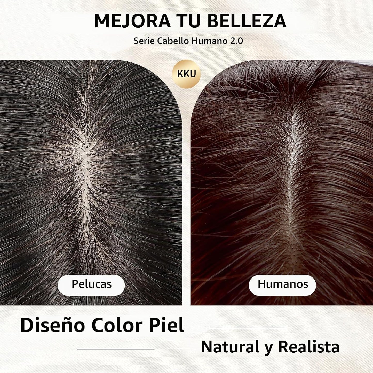 KKU Pelucas de cabello humano negro de 12 pulgadas para mujeres, pe...