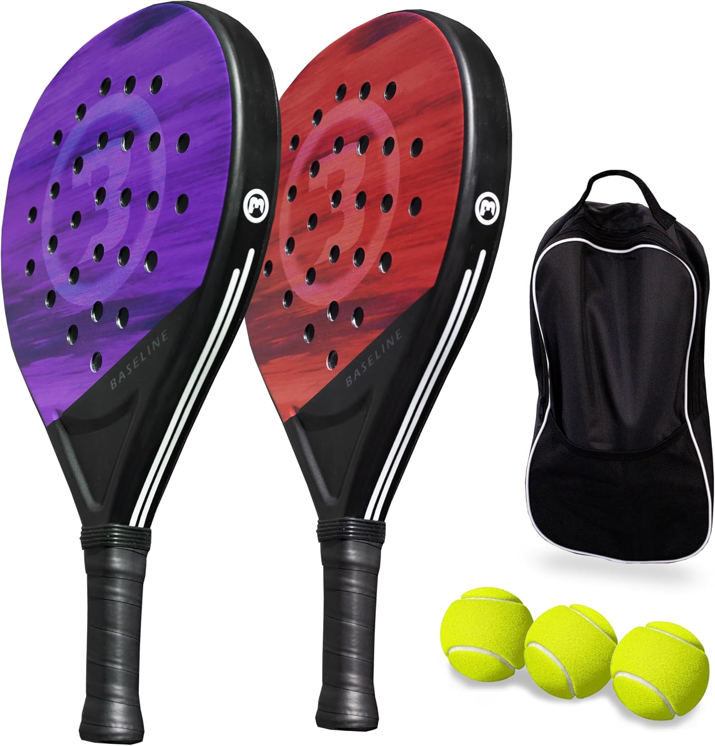 Juego de 2 raquetas de pádel para 2 jugadores con bolsa y 3 pelotas...