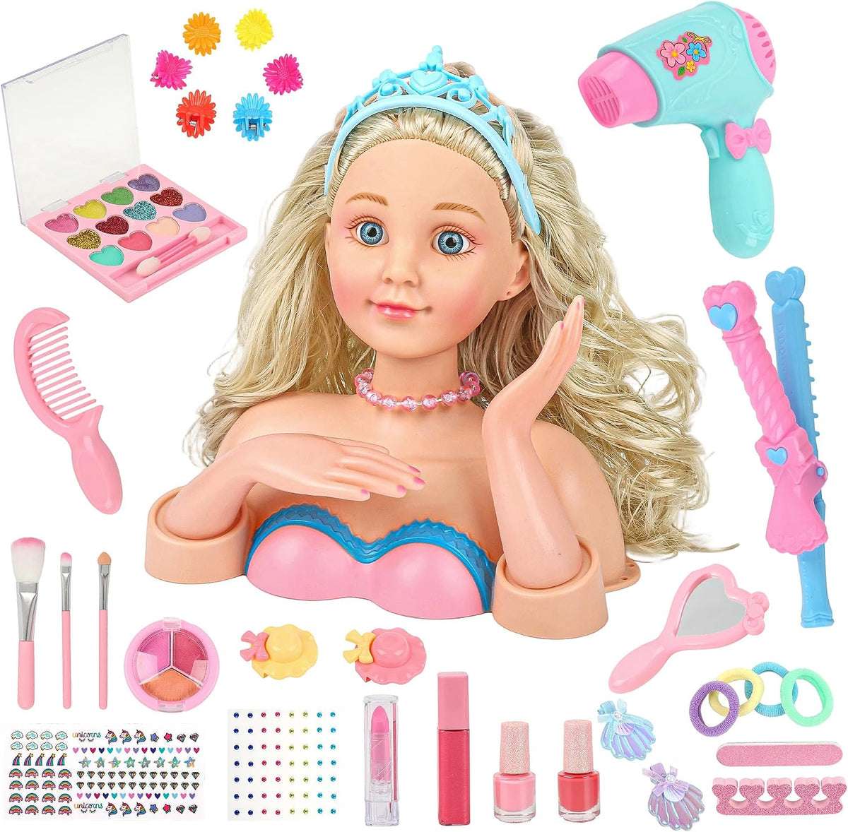 Kit de Maquillaje y Peinado para Muñeca, Juguetes de Peluquería de...