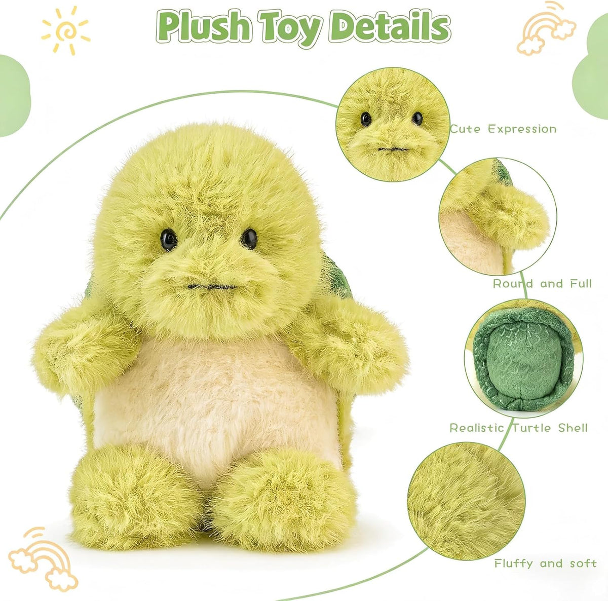 OROZCOR Lindo animal de peluche de tortuga suave del tamaño de una...
