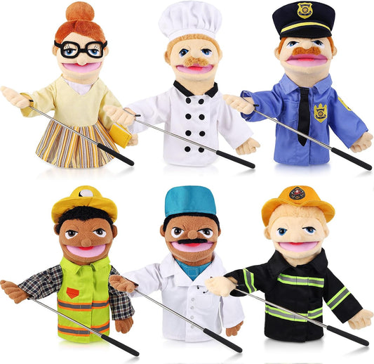 6 marionetas de mano para juegos de rol, profesión, trabajador, emp...