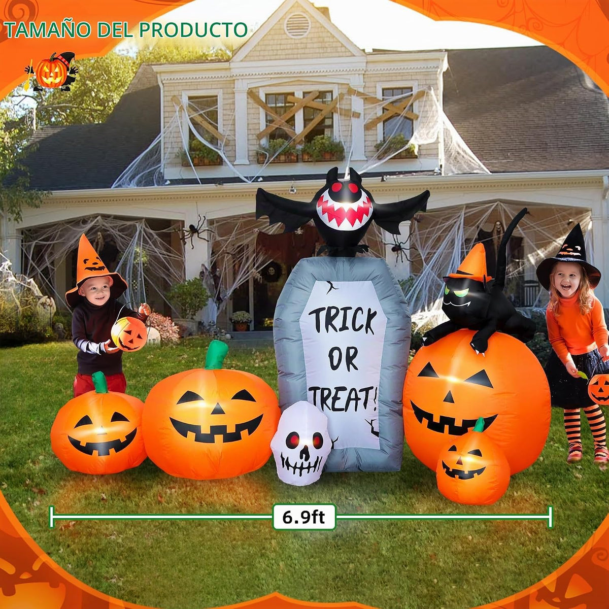 YOUBEMAGIC Parche de calabaza inflable de Halloween de 7 pies de la...
