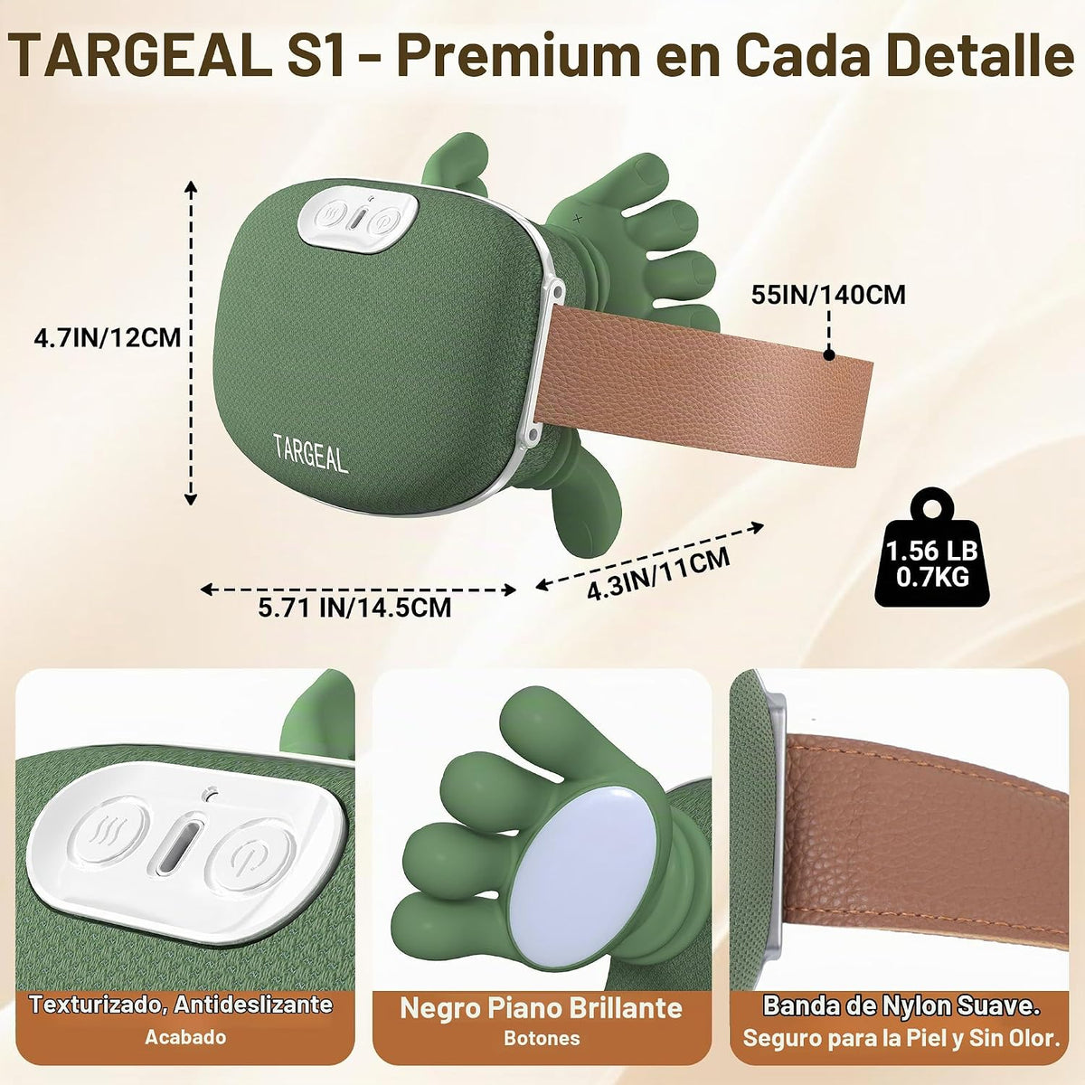 targeal Masajeador de cuello con calor, masajeador inalámbrico de h...