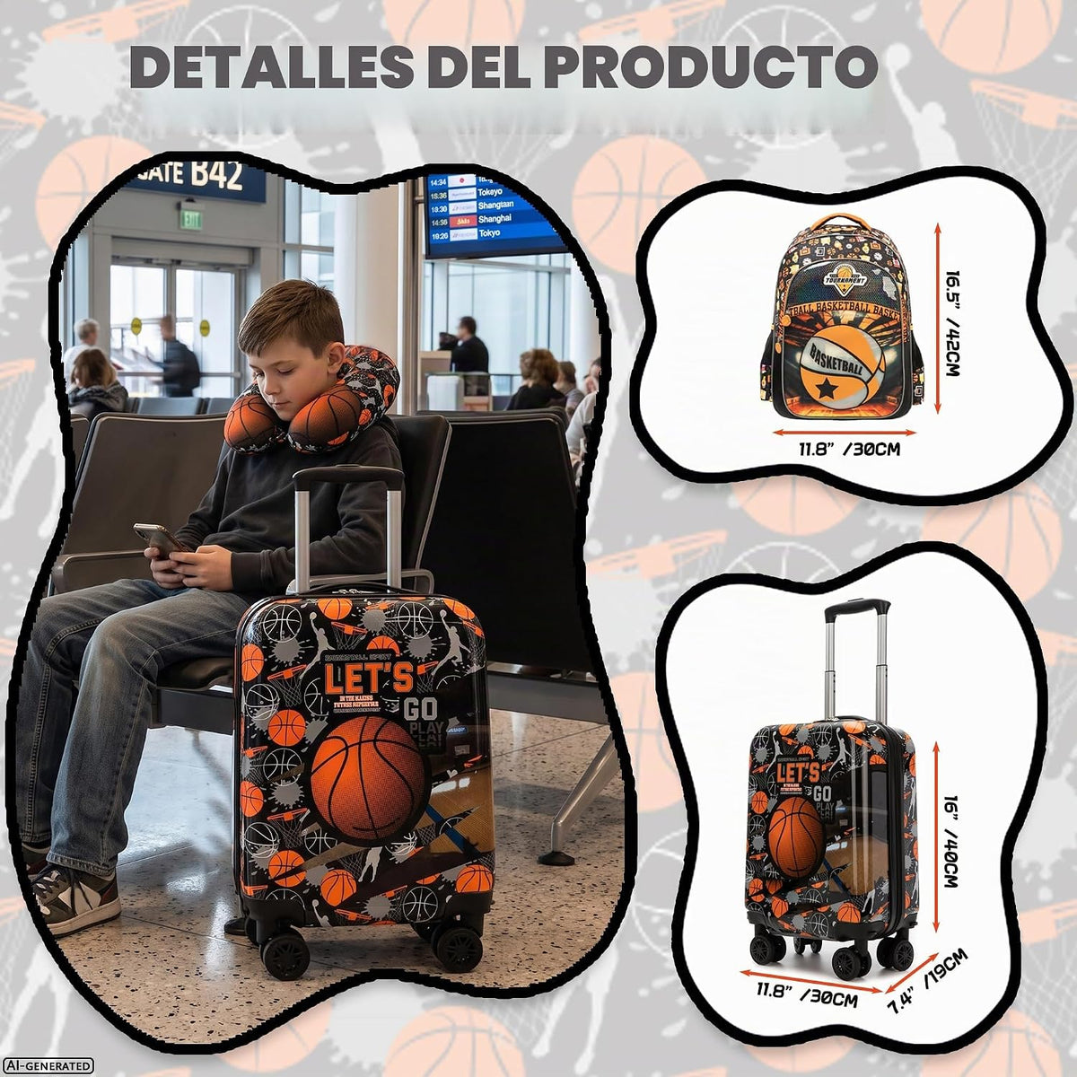 Inprof Juego de maletas para niños, 5 piezas, equipaje rígido de 16...