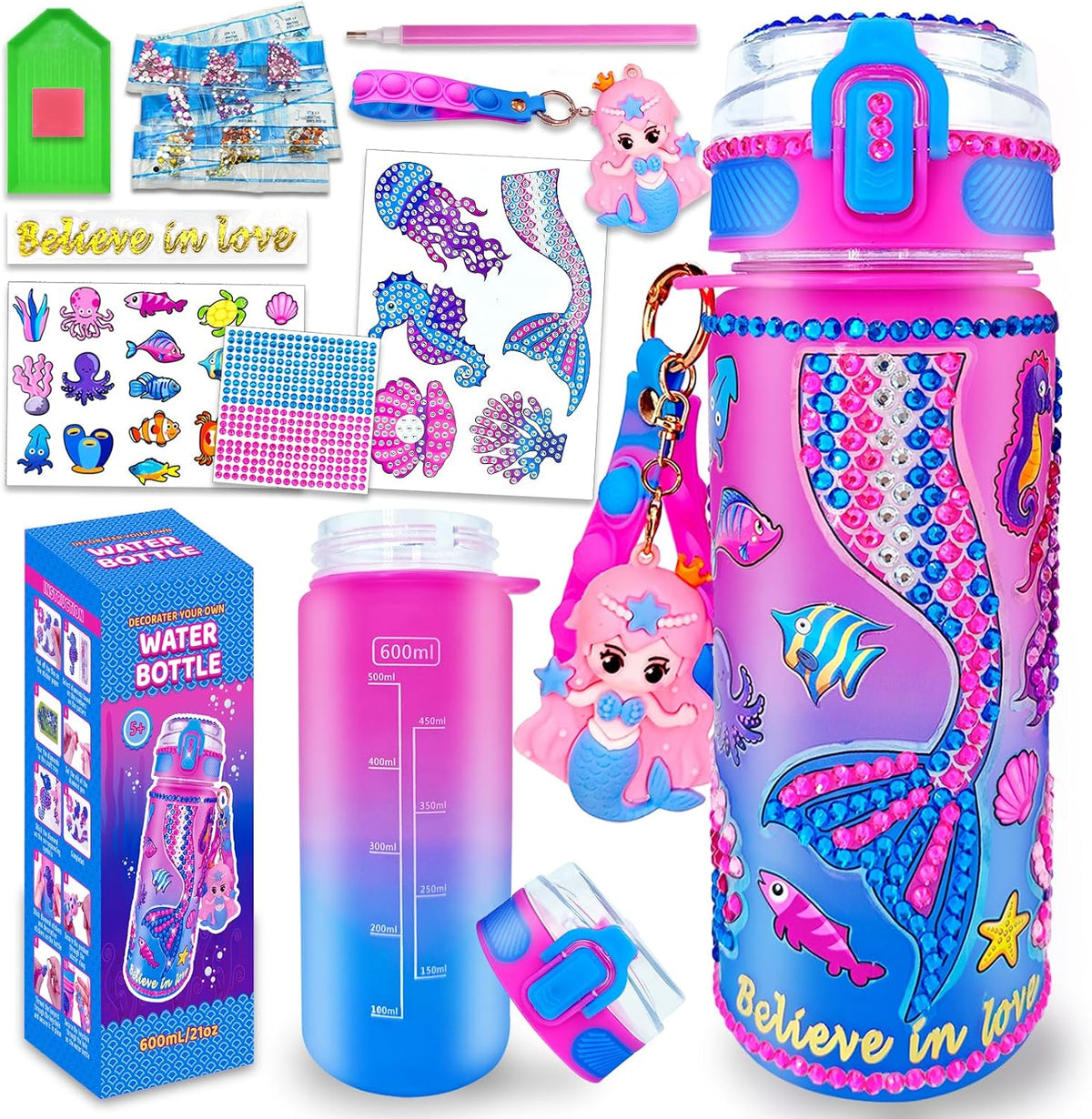 EDsportshouse Kits para decorar tu propia botella de agua para niña...