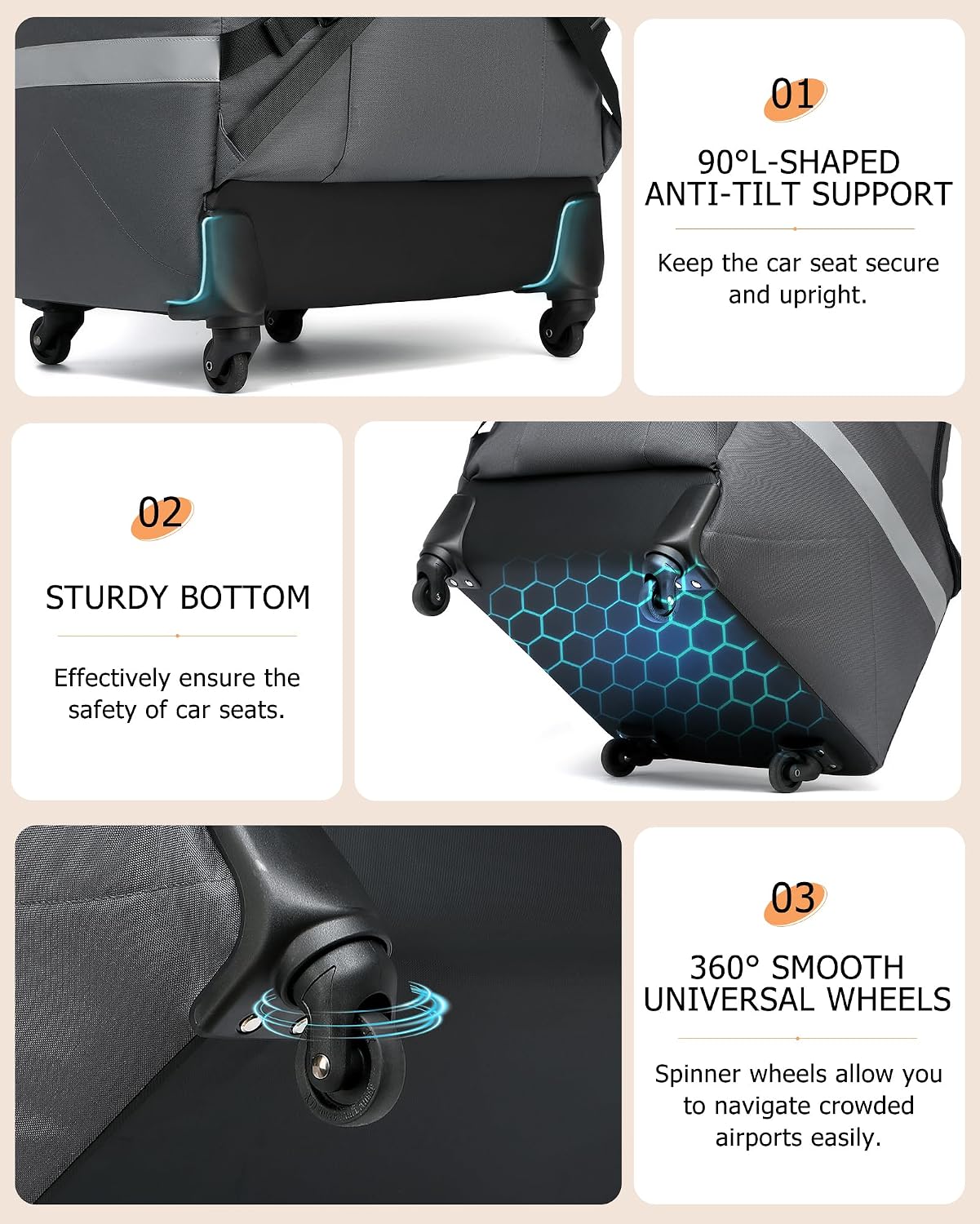 MCBD Bolsa de viaje para asiento de automóvil para avión, mochila p...