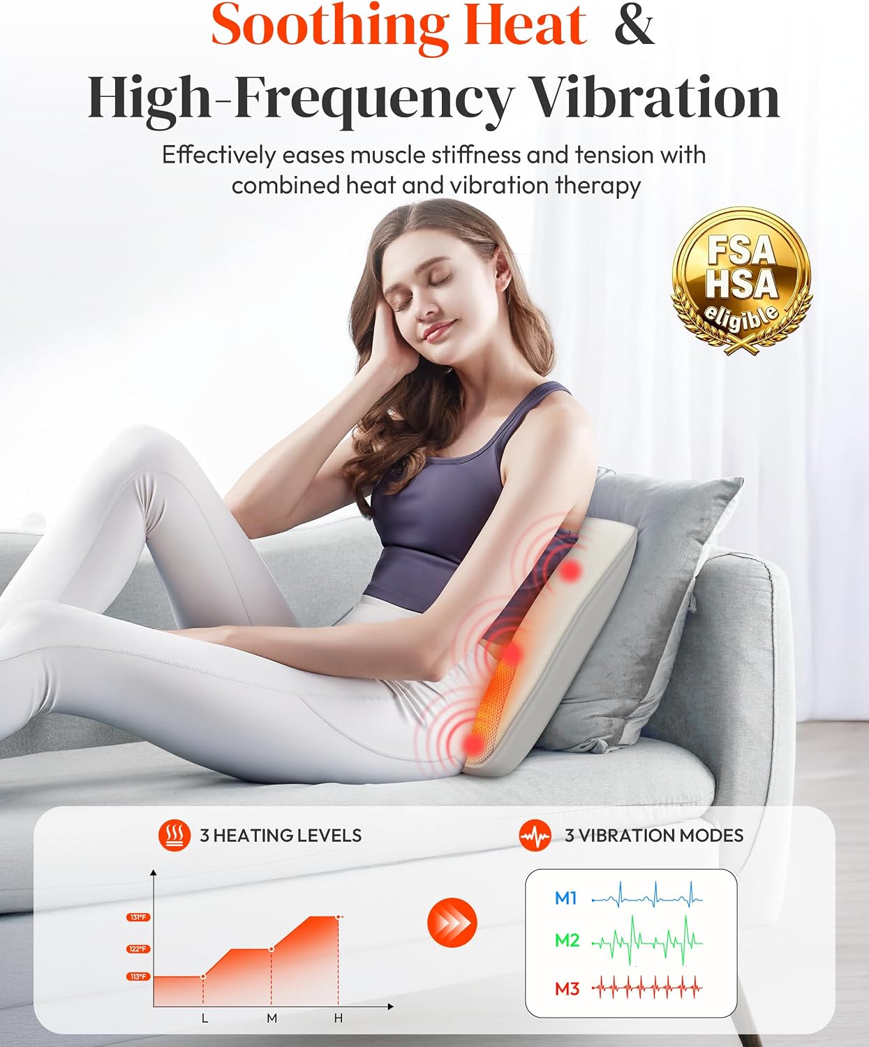 Heycool Shiatsu - Masajeador de espalda y cuello, almohada de masaj...