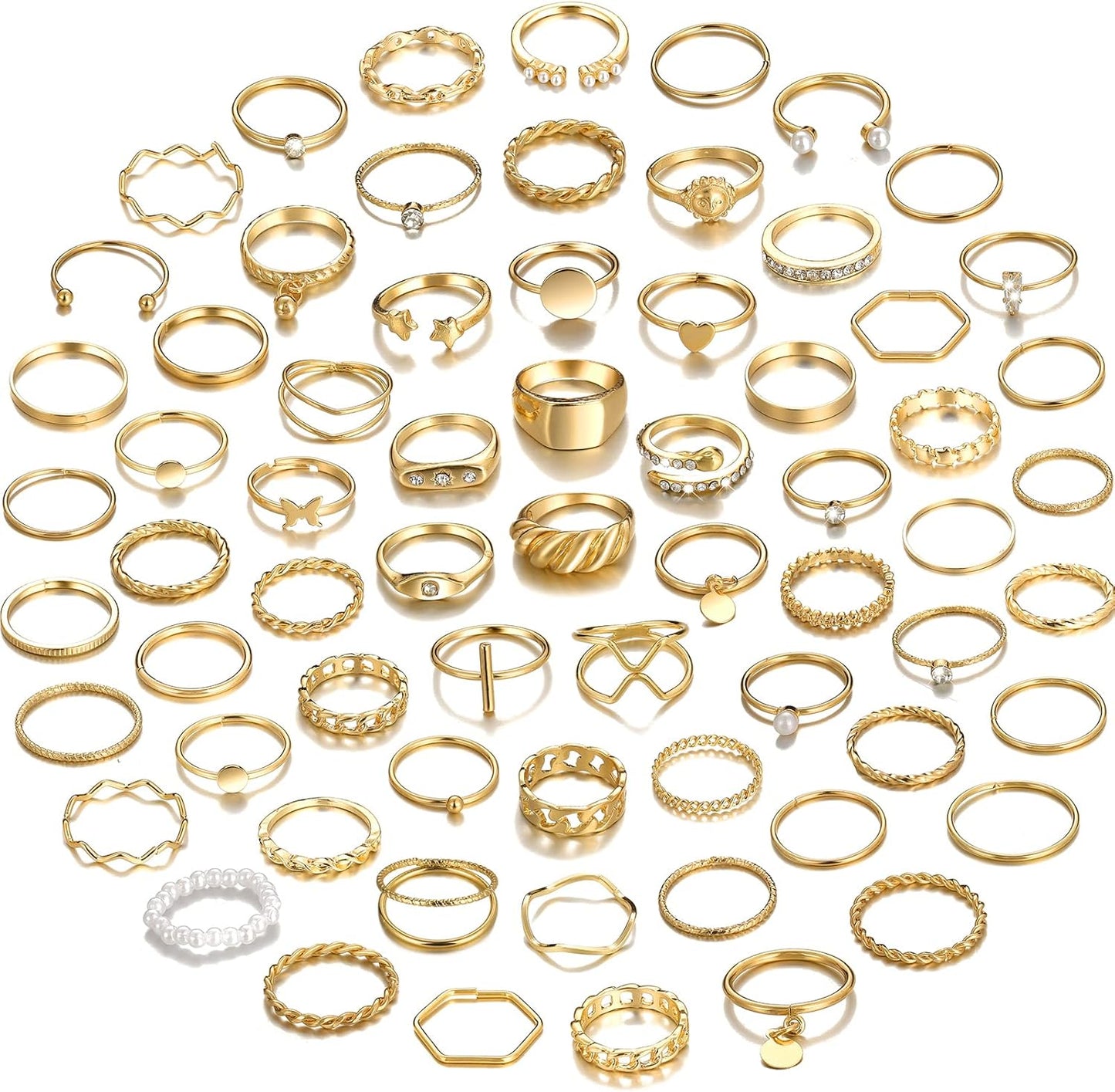 YEEZII Juego de 68 anillos para nudillos, dorados, para mujeres, ap...