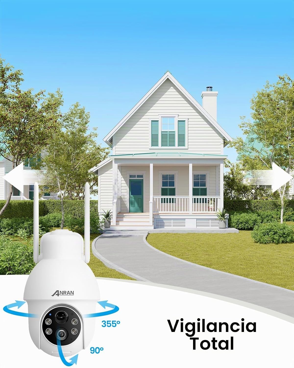 ANRAN 2K cámara de seguridad solar inalámbrica al aire libre 360 °...